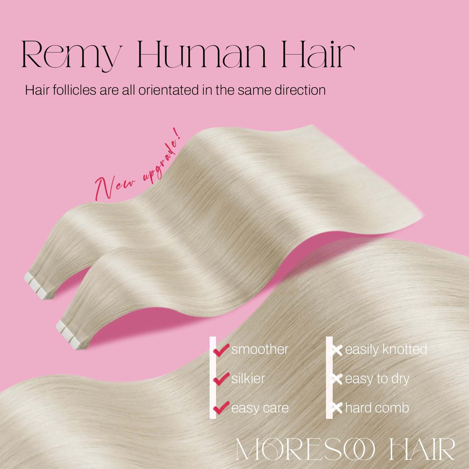 Foto 3 pulgar | Extensiones De Cabello Con Cinta Adhesiva Moresoo Blonde, 14 Pulgadas, 100% Cabello Humano - Venta Internacional.