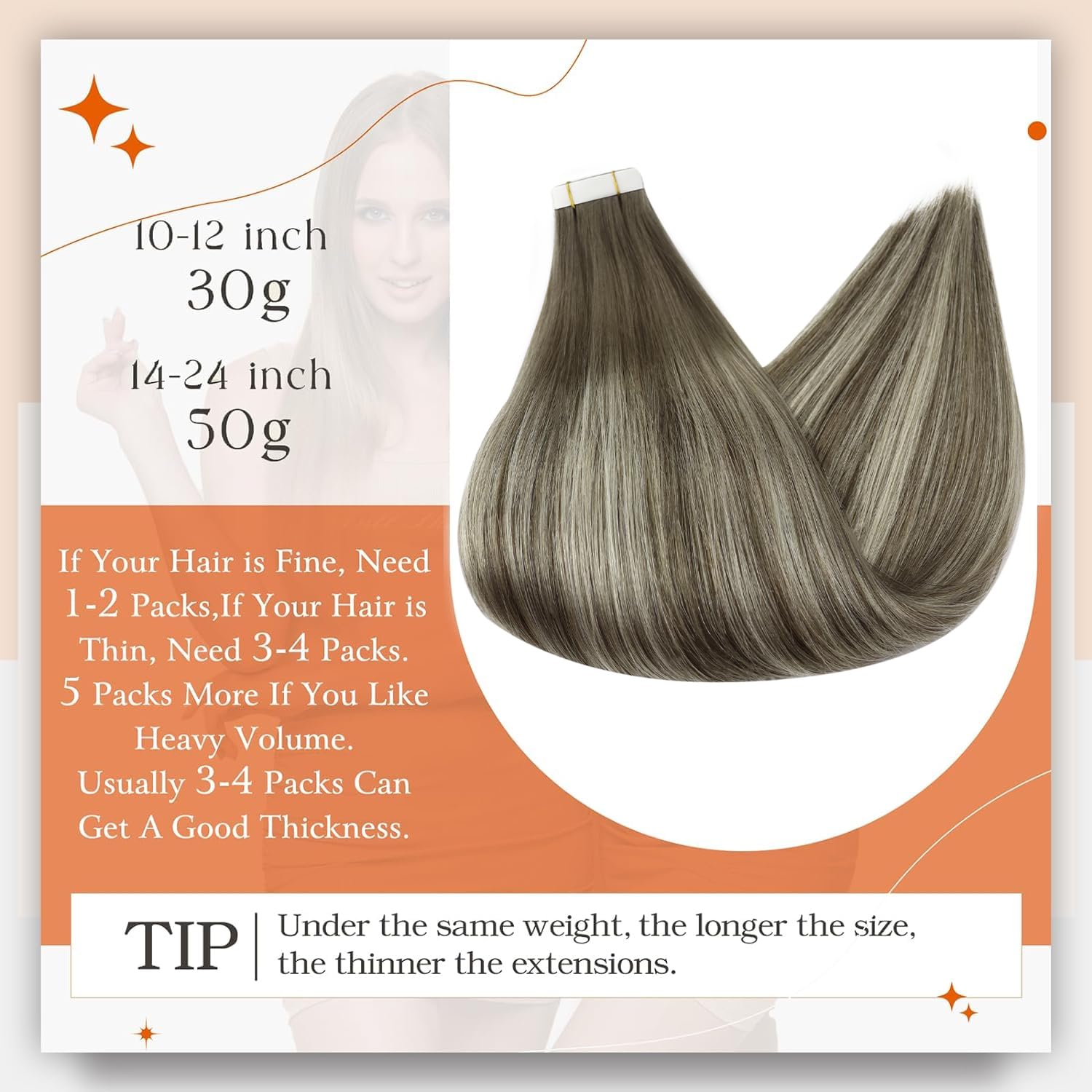 Foto 4 pulgar | Extensiones De Cabello Con Cinta Adhesiva Full Shine, Marrón/rubio, 14 Pulgadas, 50 G - Venta Internacional.