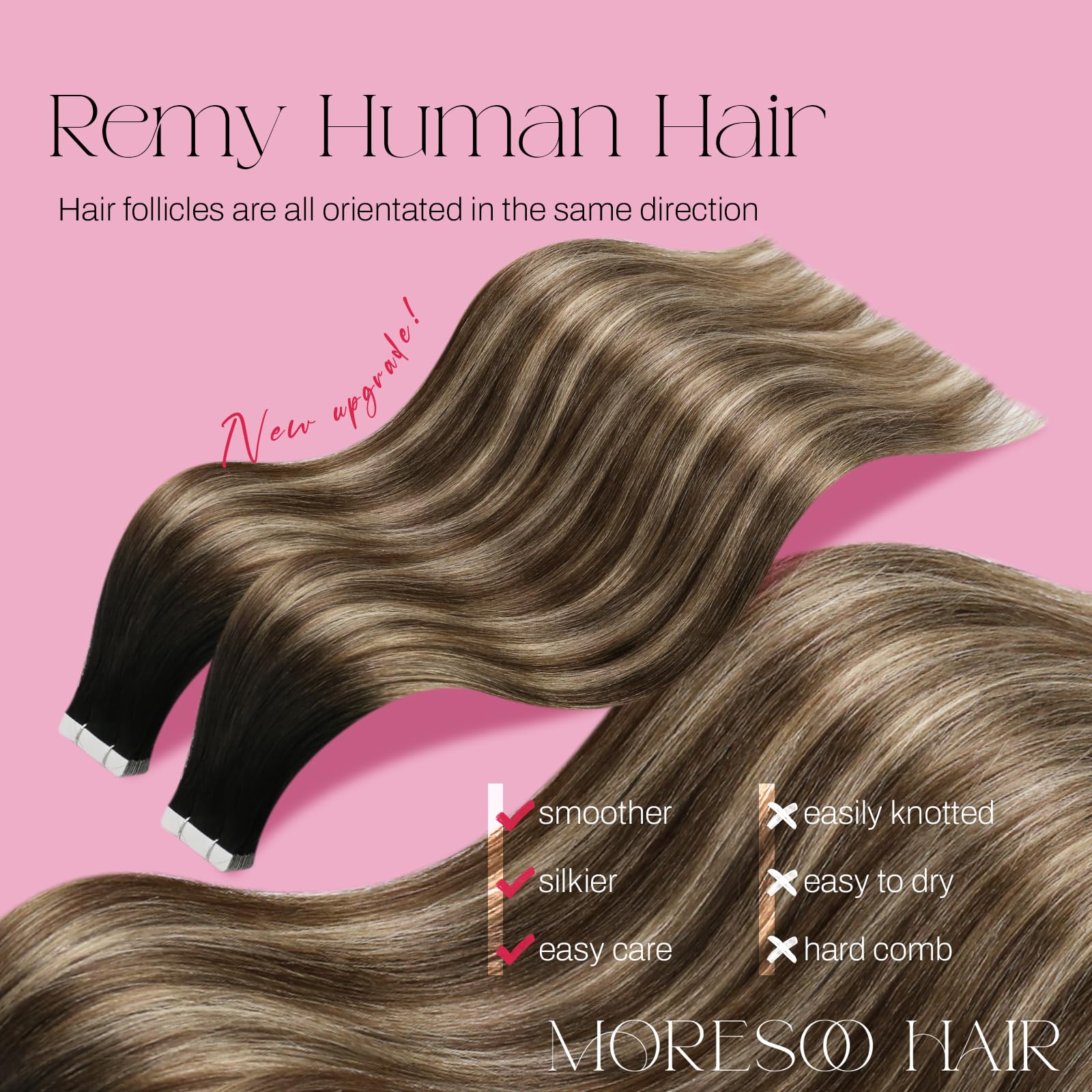 Foto 3 pulgar | Extensiones De Cabello Humano Invisible Moresoo, 22 Pulgadas - Venta Internacional.