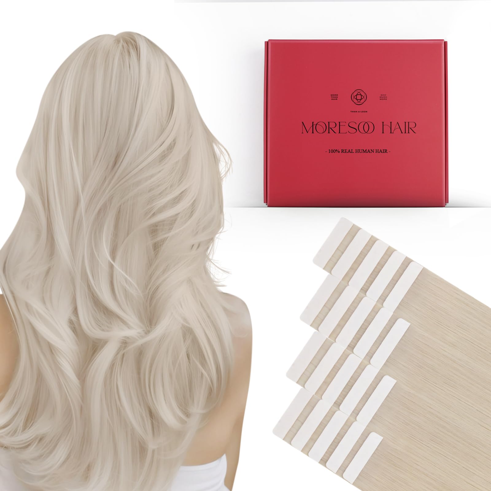 Foto 1 | Extensiones De Cabello Moresoo Blonde Con Cinta Adhesiva, 55 Cm, 50 G, Para Mujer - Venta Internacional.