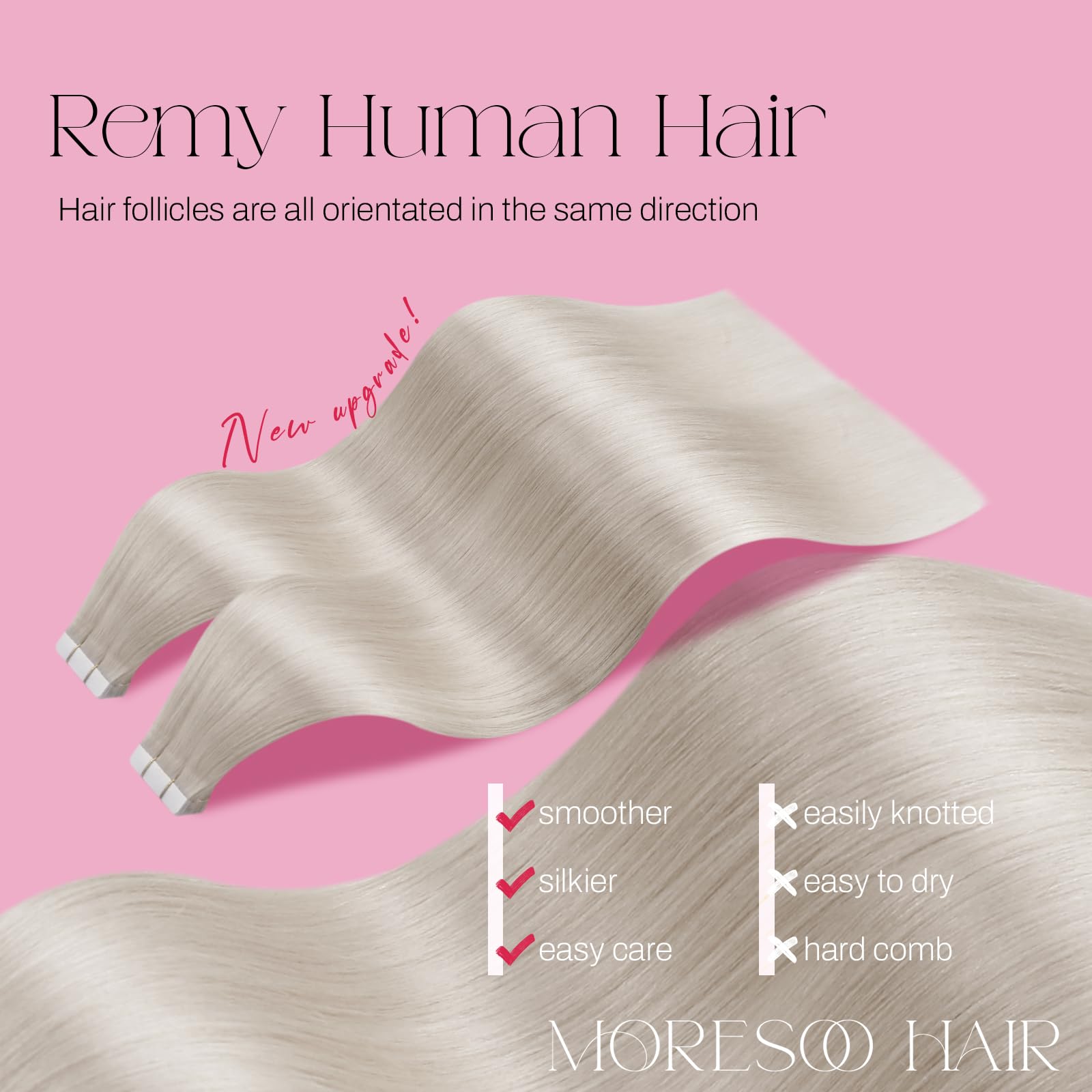 Foto 2 | Extensiones De Cabello Moresoo Blonde Con Cinta Adhesiva, 55 Cm, 50 G, Para Mujer - Venta Internacional.