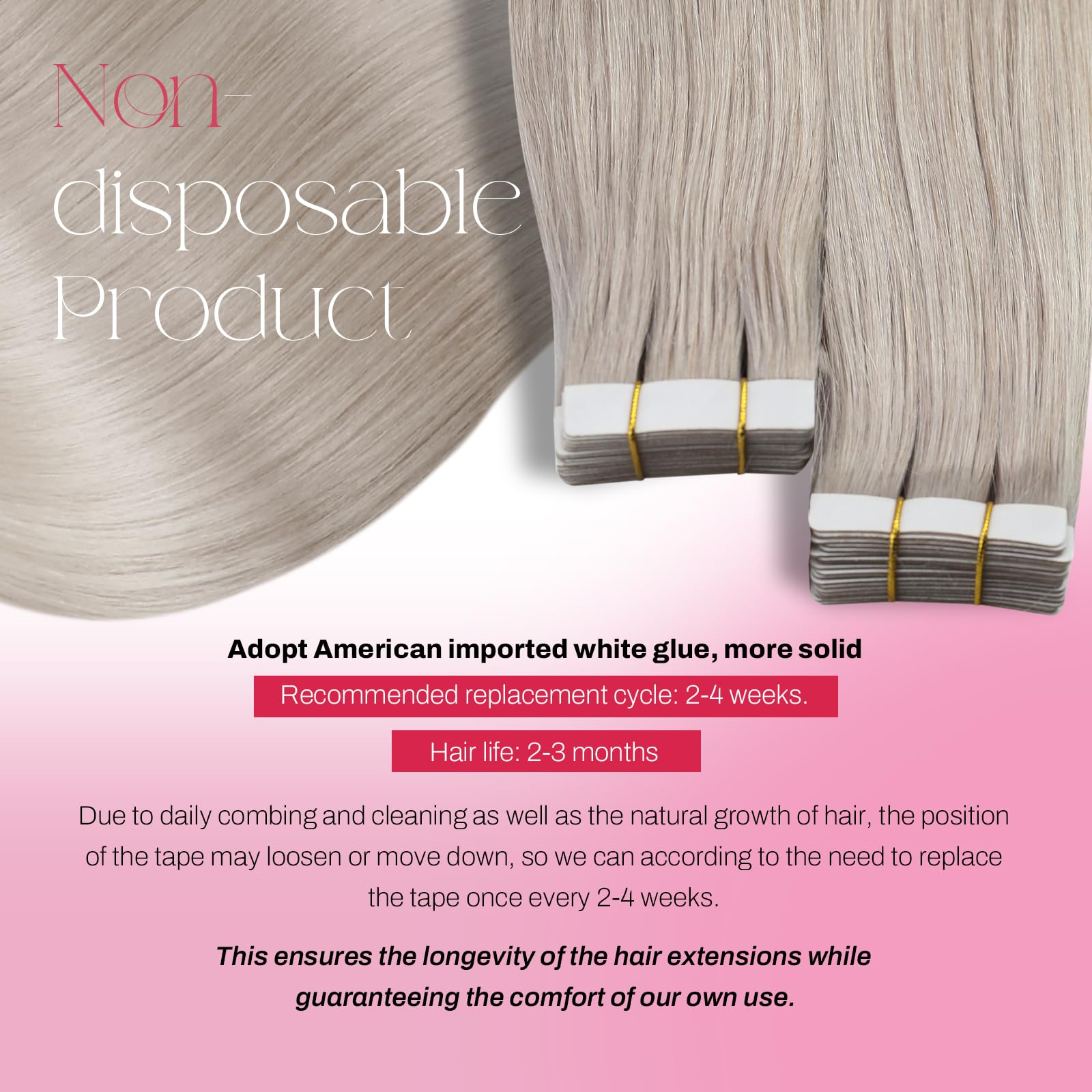 Foto 4 pulgar | Extensiones De Cabello Moresoo Blonde Con Cinta Adhesiva, 55 Cm, 50 G, Para Mujer - Venta Internacional.