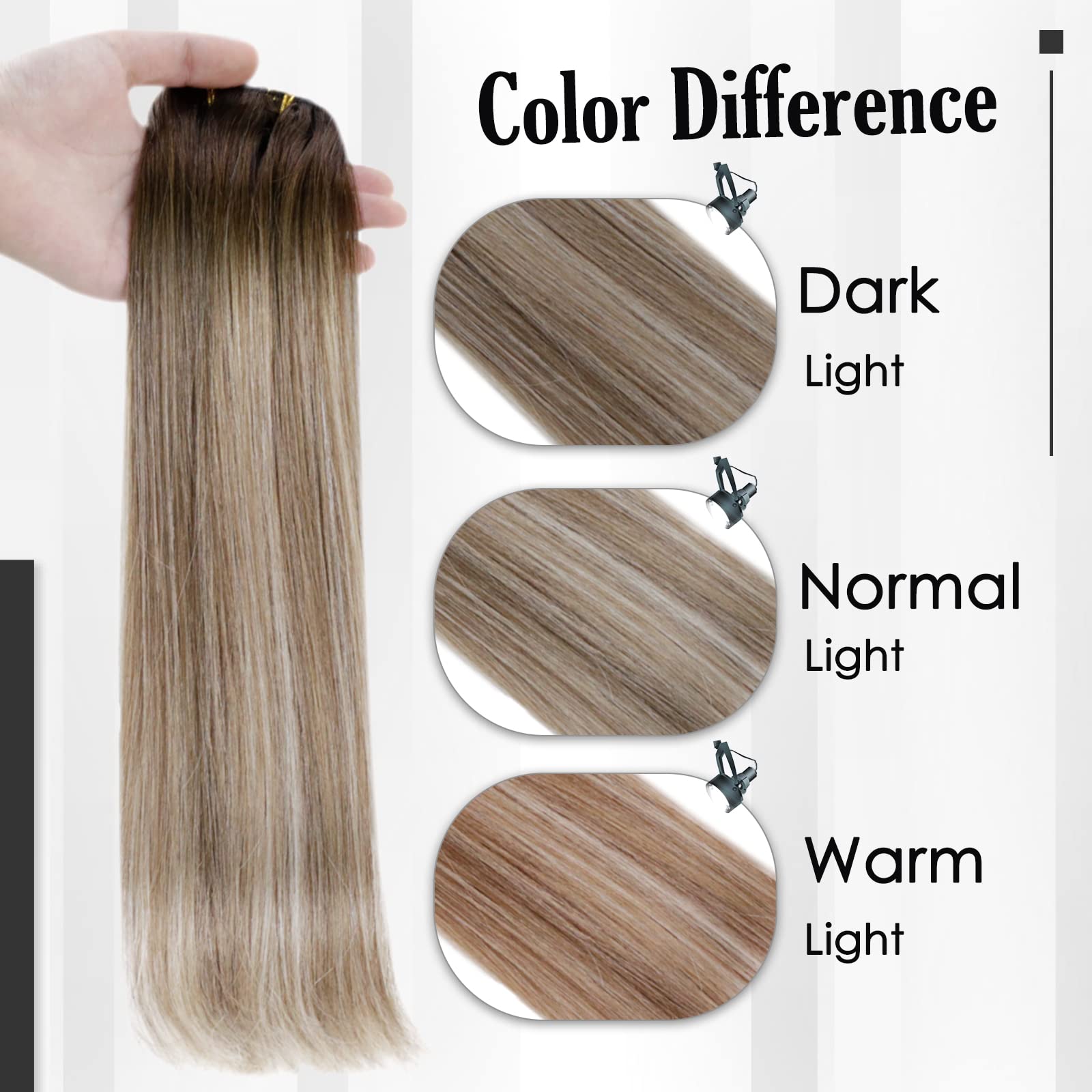 Foto 7 pulgar | Extensiones De Pelo Con Clip Full Shine, 40 Cm, Marrón Degradado, Marrón Ceniza - Venta Internacional.
