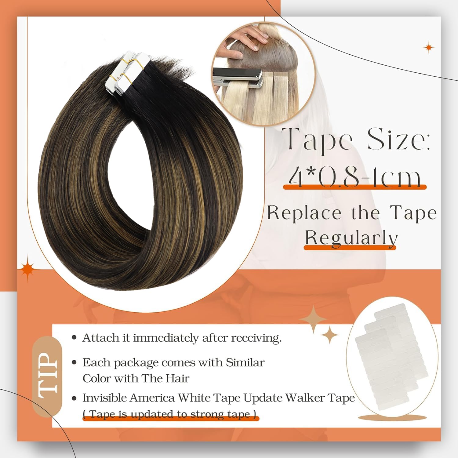 Foto 4 pulgar | Extensiones De Cabello Humano Full Shine Ombre 1b/6/1b Con Cinta Adhesiva - Venta Internacional.