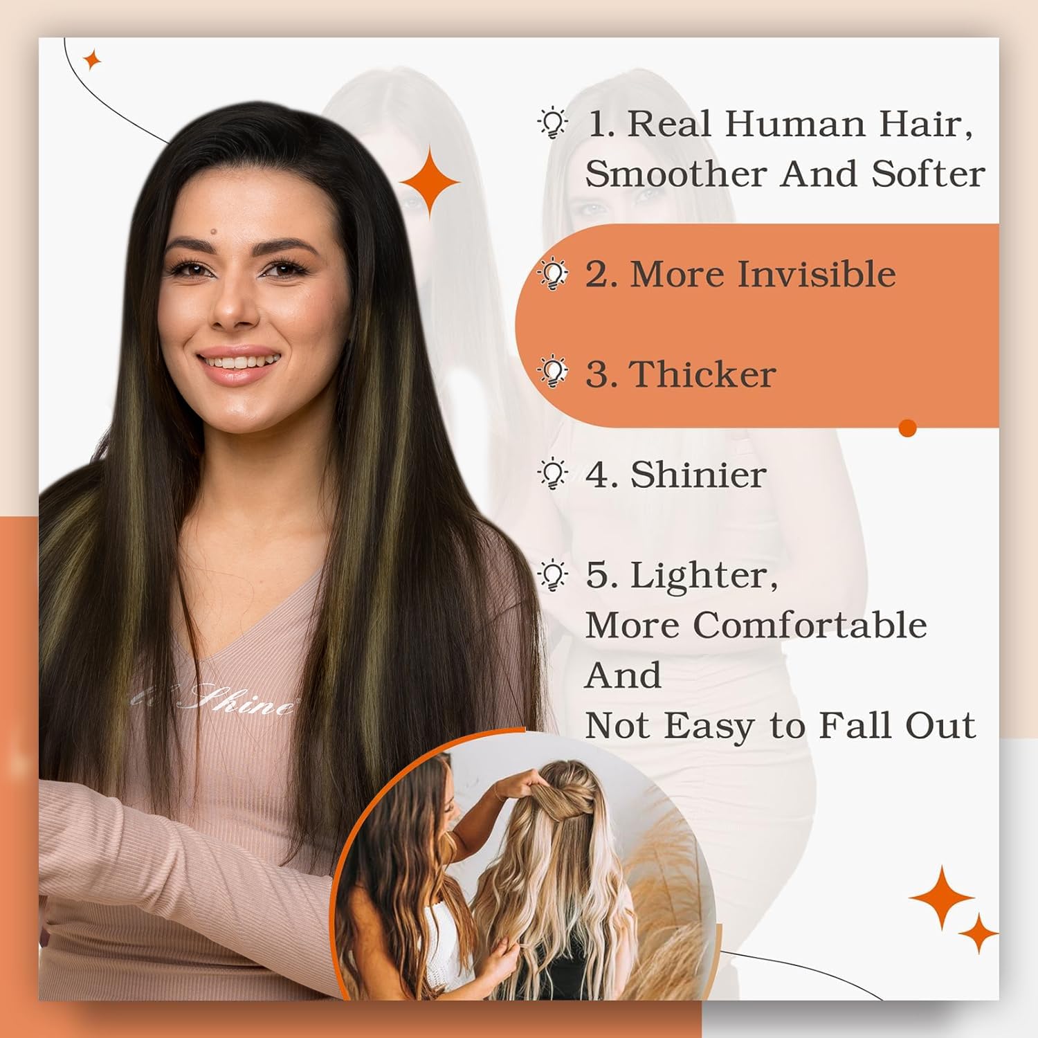 Foto 6 pulgar | Extensiones De Cabello Humano Full Shine Ombre 1b/6/1b Con Cinta Adhesiva - Venta Internacional.