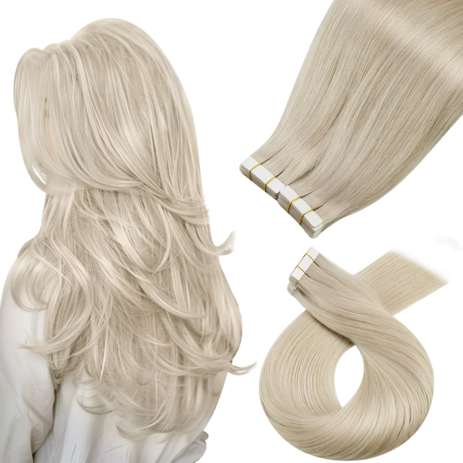 Foto 1 | Extensiones De Cabello Humano Rubio Moresoo Con Cinta Adhesiva, 14 Pulgadas - Venta Internacional.