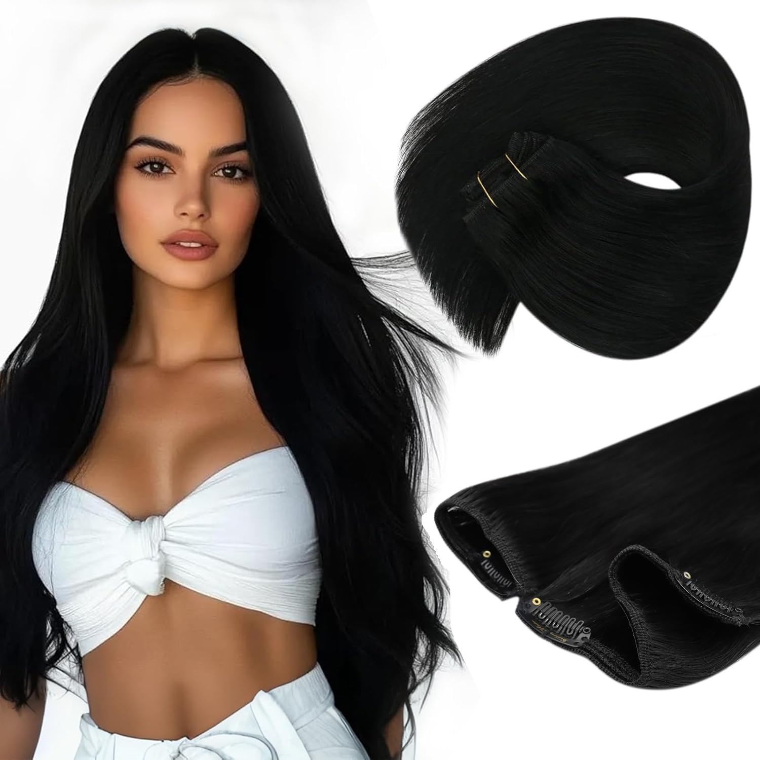 Foto 2 pulgar | Extensiones De Cabello Sunny Hair Pinza En Cabello Humano Liso De 30 Cm - Venta Internacional.