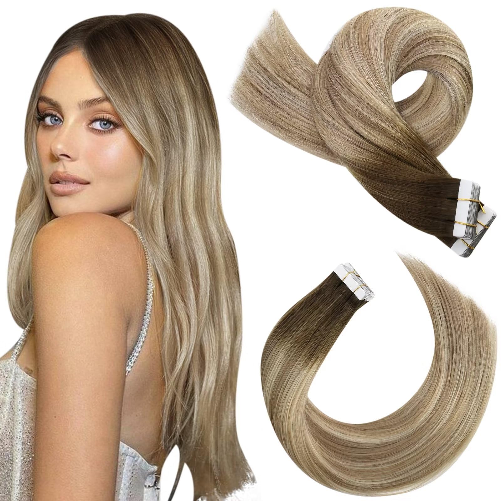 Foto 1 | Extensiones De Cabello Con Cinta Adhesiva Moresoo Balayage Marrón/castaño Claro - Venta Internacional.