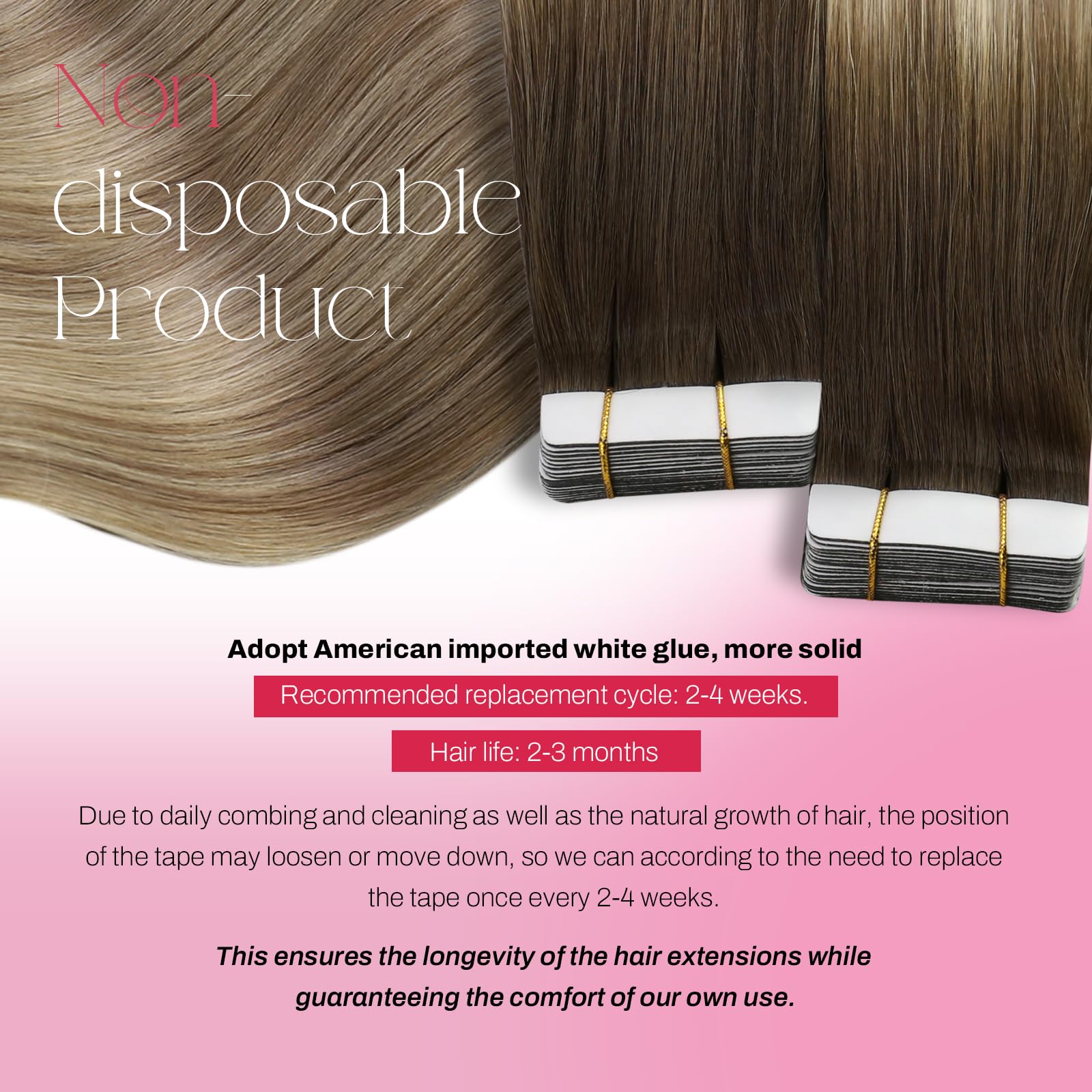 Foto 3 | Extensiones De Cabello Con Cinta Adhesiva Moresoo Balayage Marrón/castaño Claro - Venta Internacional.