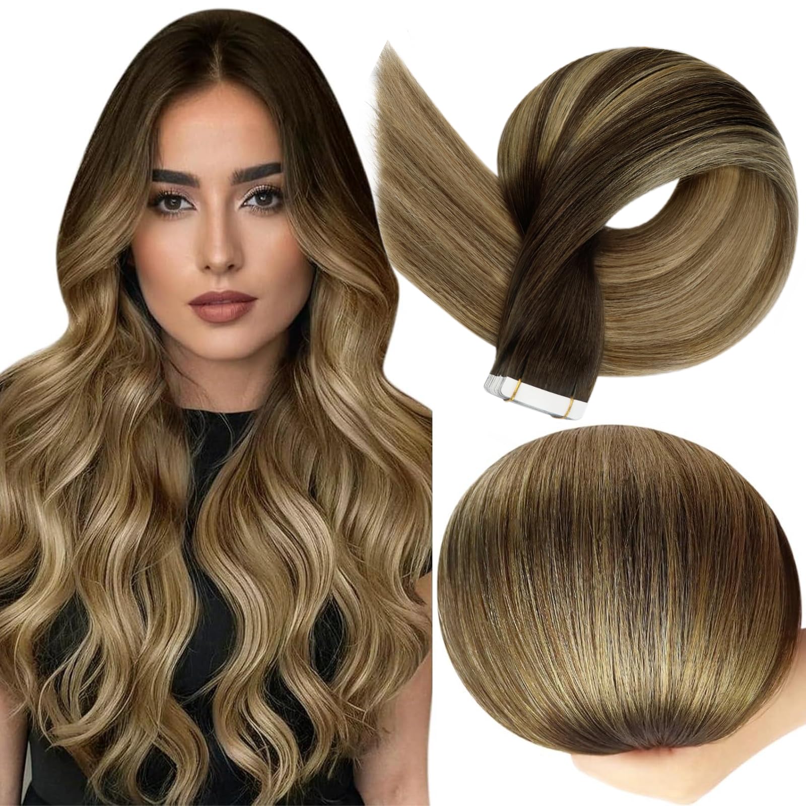 Foto 2 pulgar | Extensiones De Cabello Con Cinta Adhesiva Full Shine Color 2, Marrón A 8 Ceniza - Venta Internacional.
