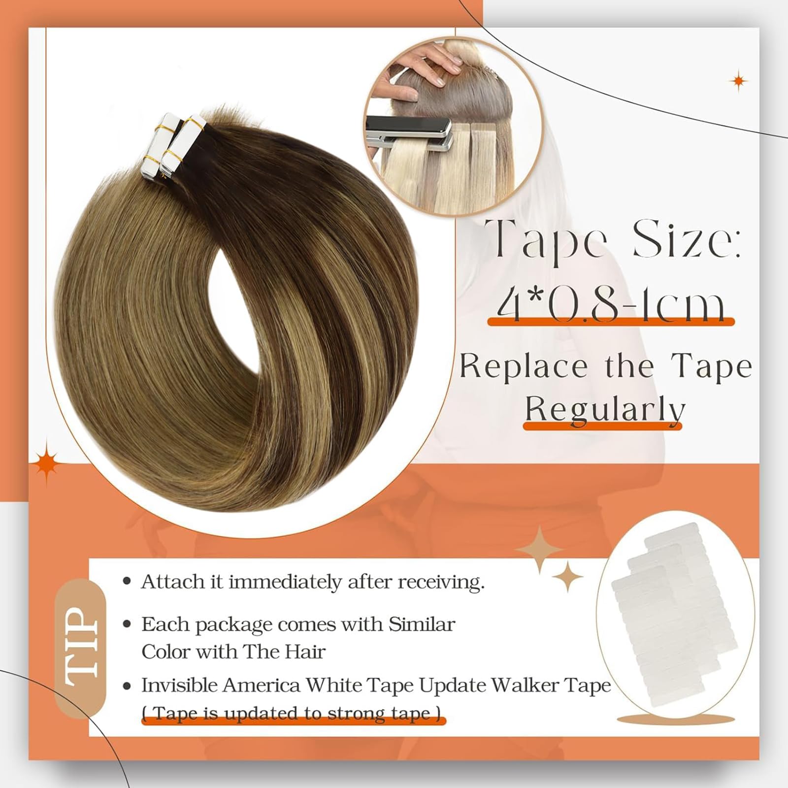 Foto 4 pulgar | Extensiones De Cabello Con Cinta Adhesiva Full Shine Color 2, Marrón A 8 Ceniza - Venta Internacional.