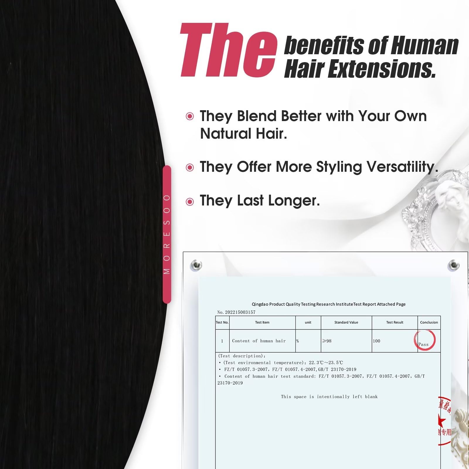 Foto 4 pulgar | Extensiones De Cabello Humano Negro Moresoo Con Cinta Adhesiva, 60 Cm, 50 G - Venta Internacional.