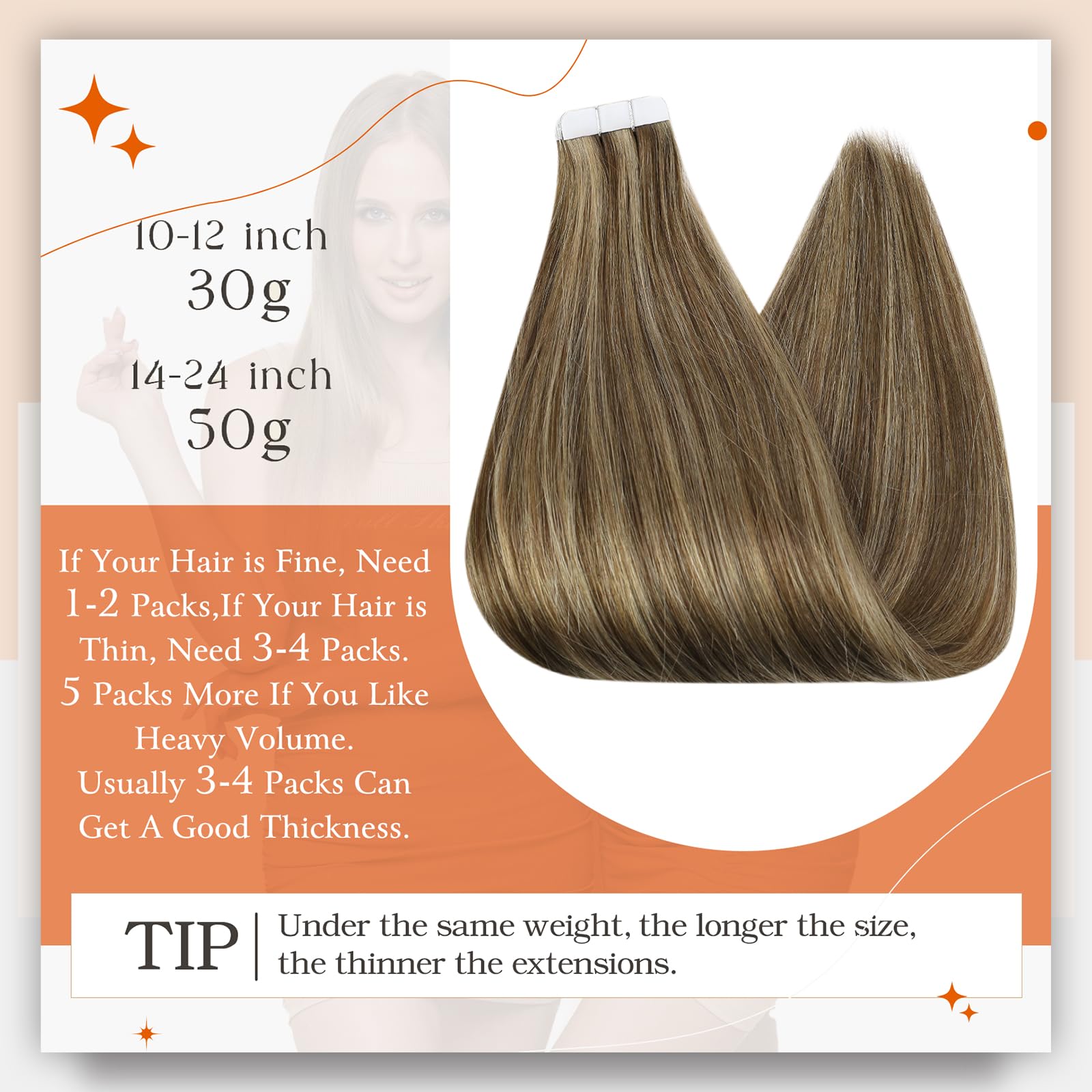 Foto 4 pulgar | Extensiones De Pelo Con Cinta Adhesiva Full Shine, 40 Cm, 50 G, Color 4/27 - Venta Internacional.