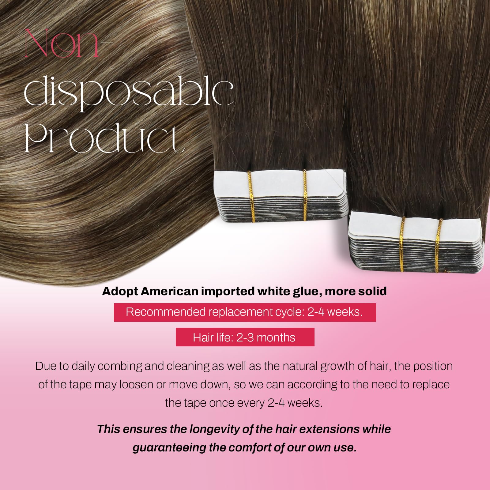 Foto 3 | Extensiones De Cabello Con Cinta Adhesiva Moresoo De Marrón Oscuro A Rubio Caramelo - Venta Internacional.