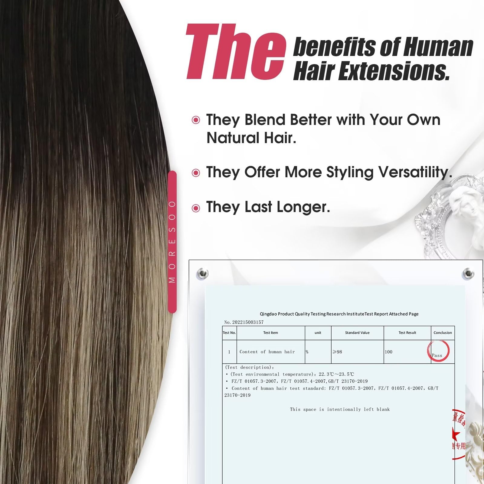 Foto 3 | Extensiones De Cabello Con Cinta Adhesiva Moresoo Balayage De Negro A Marrón - Venta Internacional.