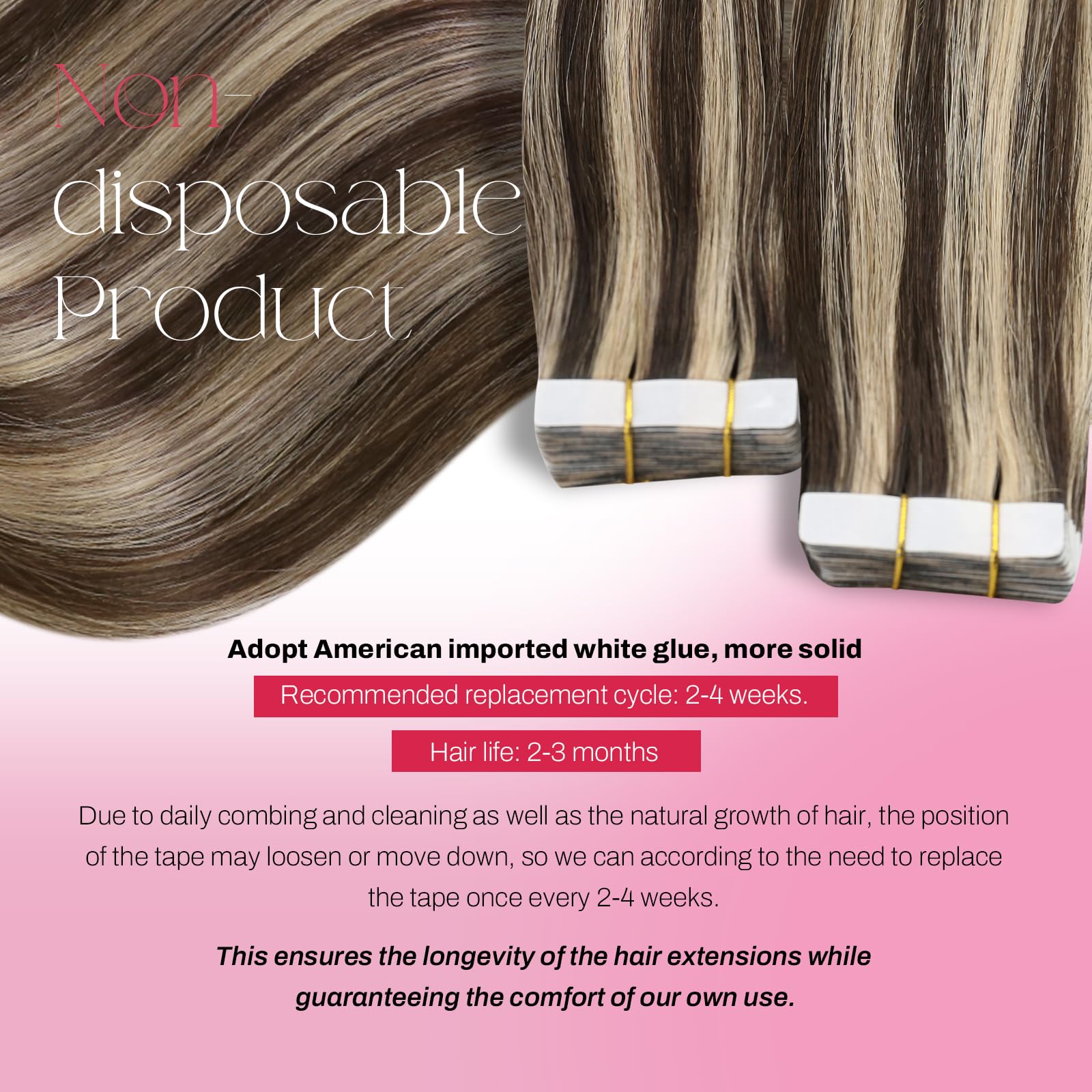 Foto 4 pulgar | Extensiones De Cabello Con Cinta Adhesiva Moresoo Brown Con Resaltes Y Rubios - Venta Internacional.