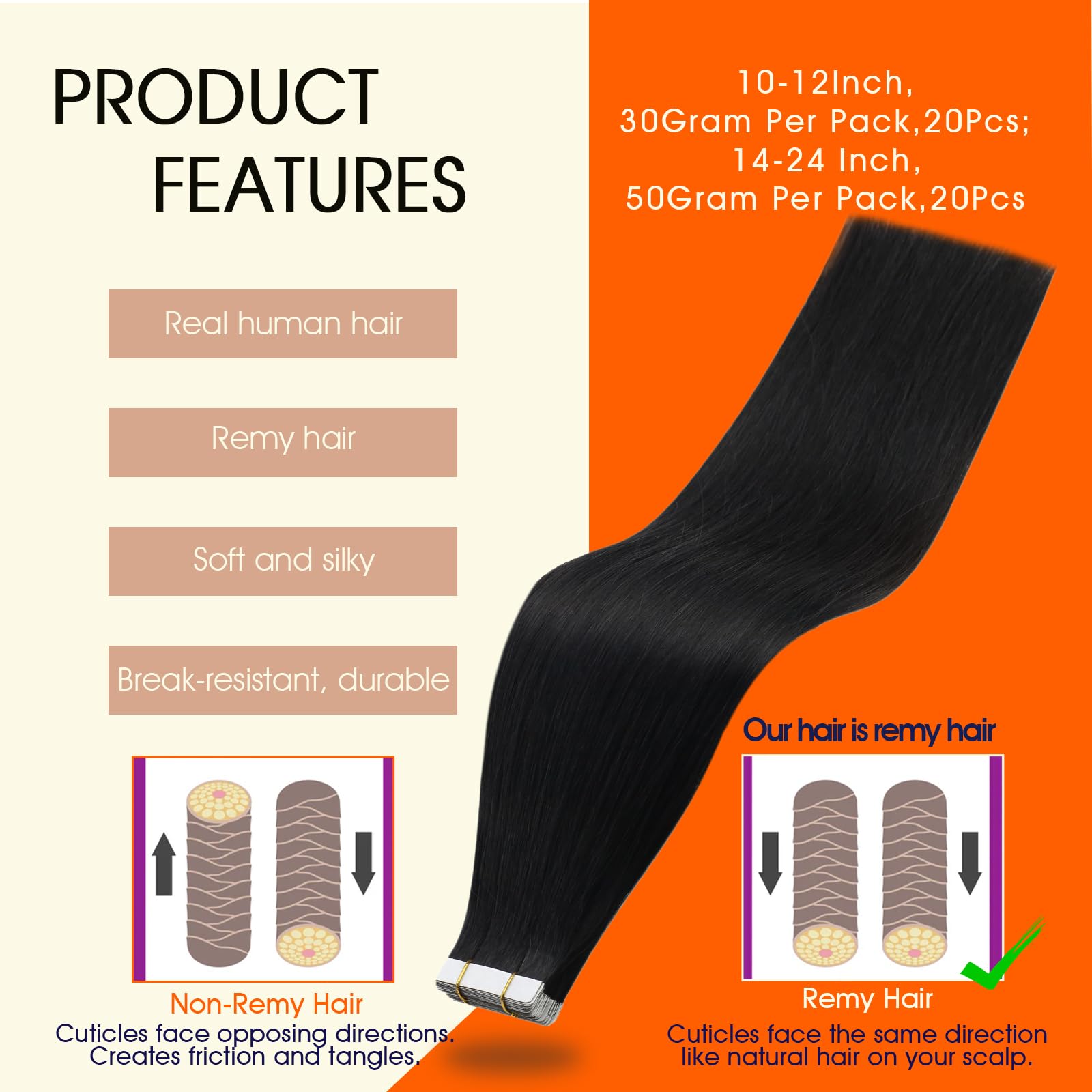 Foto 3 pulgar | Extensiones De Cabello Humano Full Shine Remy Con Cinta Adhesiva, 22 Cm - Venta Internacional.