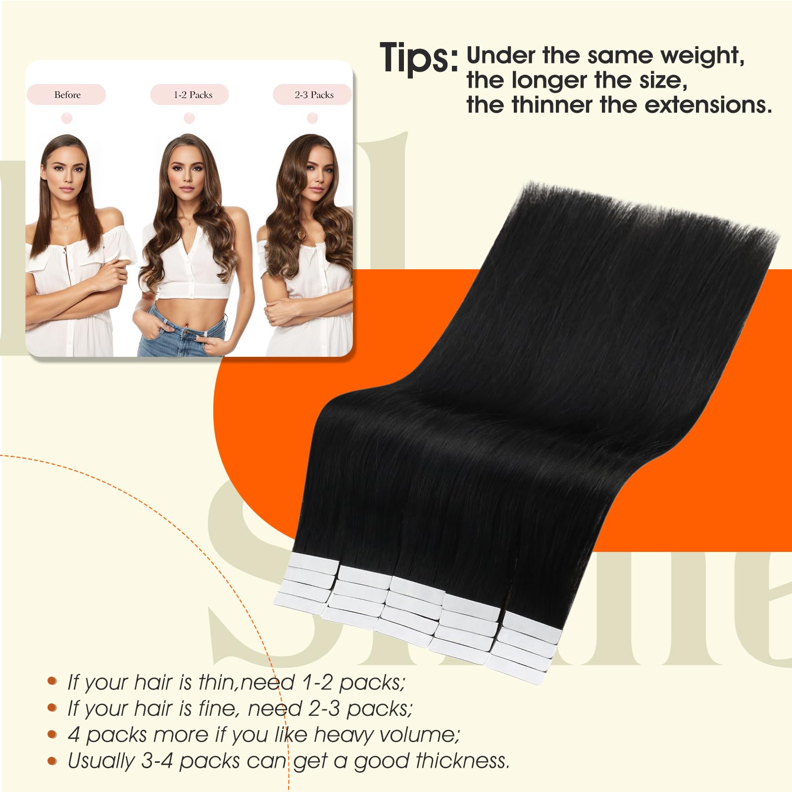 Foto 4 pulgar | Extensiones De Cabello Humano Full Shine Remy Con Cinta Adhesiva, 22 Cm - Venta Internacional.
