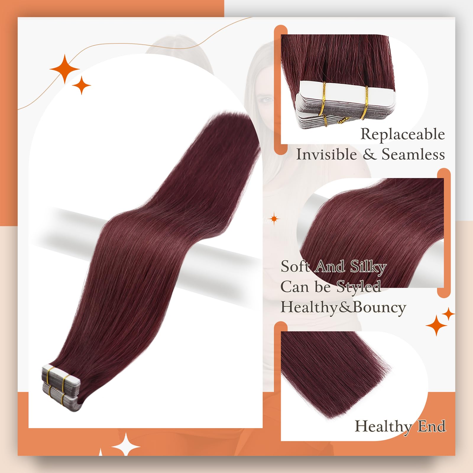 Foto 3 pulgar | Extensiones De Cabello Full Shine, 99j, Color Rojo Vino, 50 G, 22 Cm - Venta Internacional.