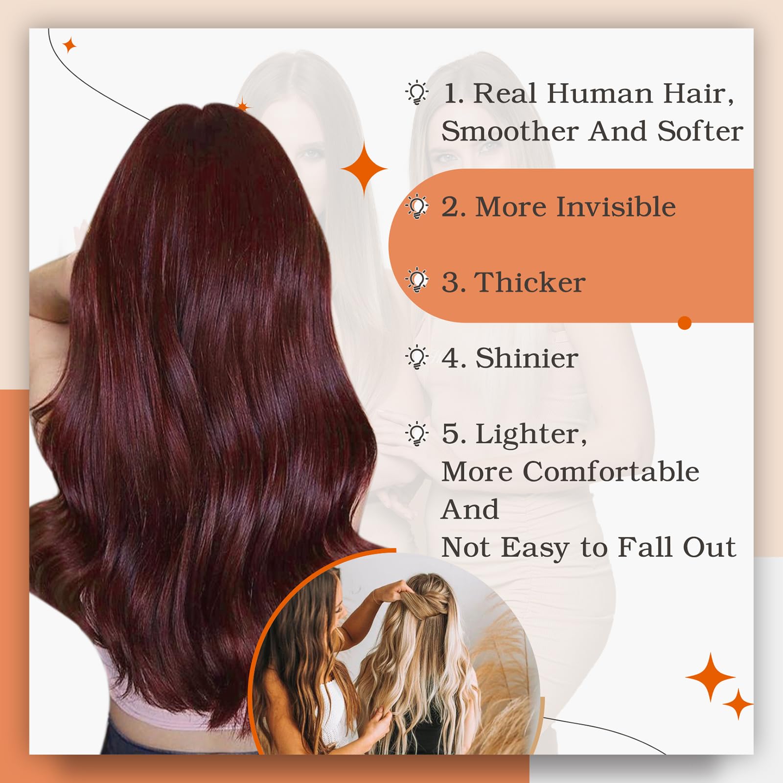 Foto 6 pulgar | Extensiones De Cabello Full Shine, 99j, Color Rojo Vino, 50 G, 22 Cm - Venta Internacional.