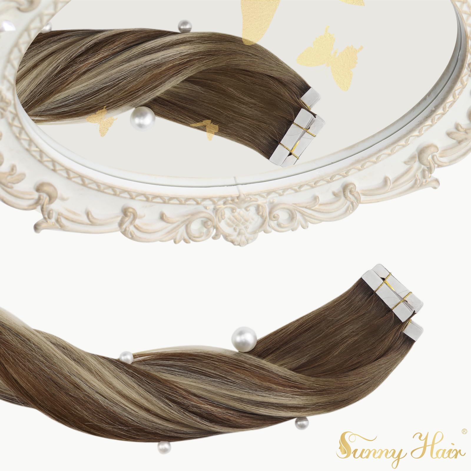 Foto 5 | Extensiones De Cabello Con Cinta Adhesiva Sunny Hair Blonde Balayage De 14 Pulgadas - Venta Internacional.