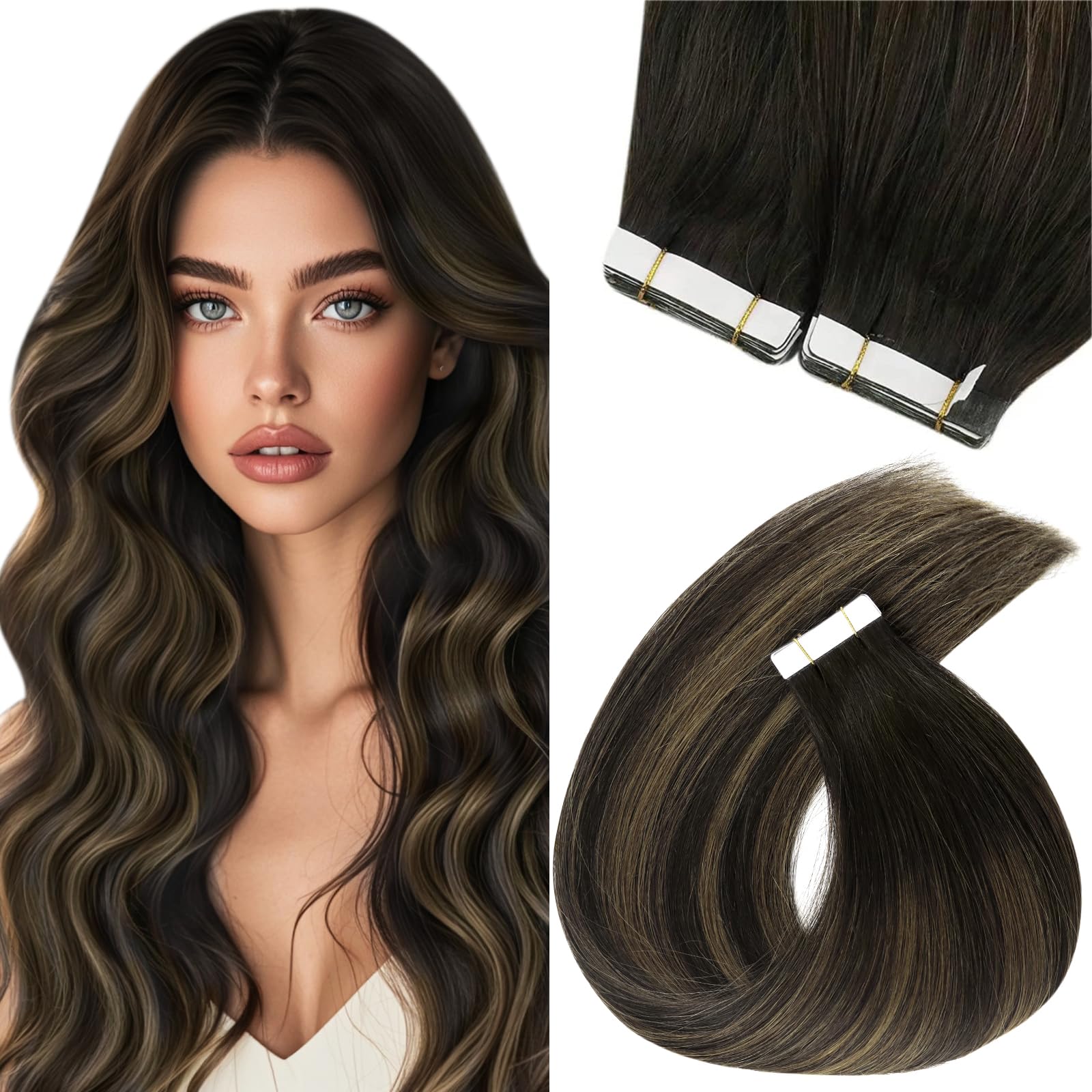 Foto 1 | Extensiones De Pelo Con Cinta Adhesiva Sunny Hair Ombre Brown, 60 Cm, 50 G - Venta Internacional.