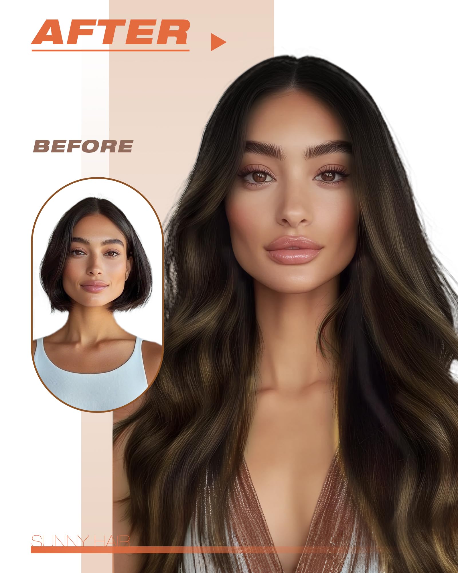 Foto 7 pulgar | Extensiones De Pelo Con Cinta Adhesiva Sunny Hair Ombre Brown, 60 Cm, 50 G - Venta Internacional.