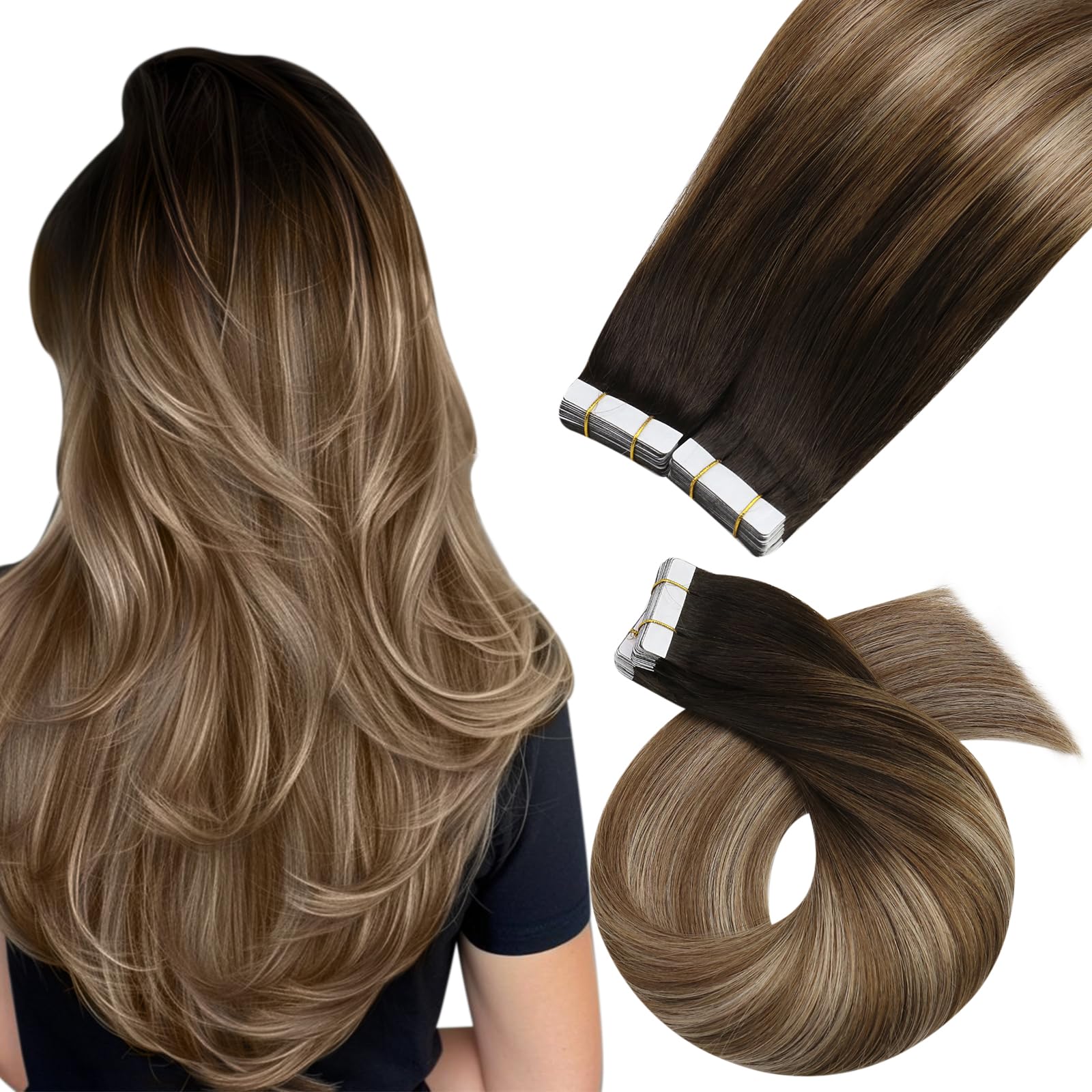 Foto 2 pulgar | Extensiones De Cabello Con Cinta Adhesiva Moresoo Balayage Brown, 100 G, 20 Pulgadas - Venta Internacional.