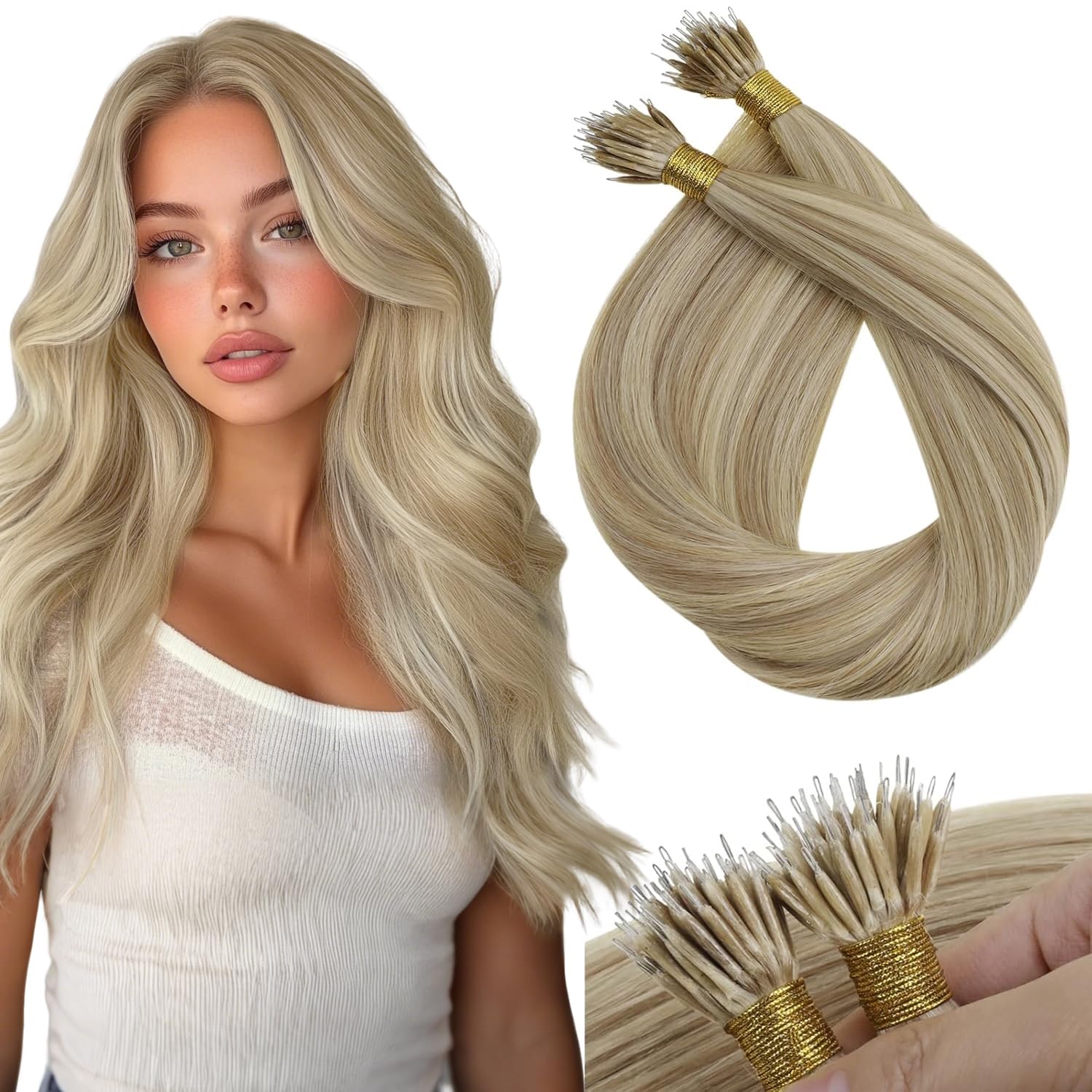 Foto 2 pulgar | Extensiones De Cabello Sunny Hair Nano Bead 45cm Golden Blonde - Venta Internacional.
