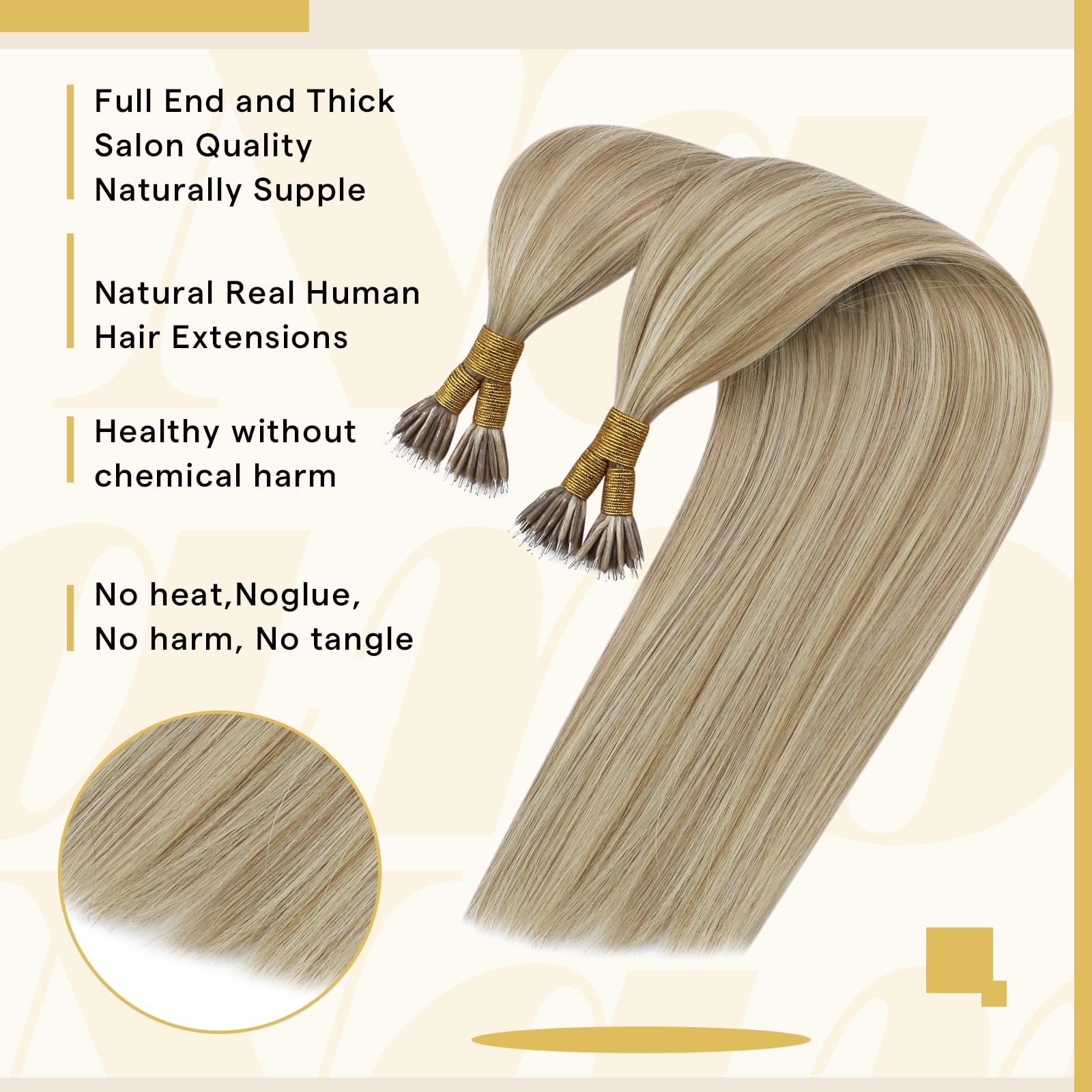 Foto 5 pulgar | Extensiones De Cabello Sunny Hair Nano Bead 45cm Golden Blonde - Venta Internacional.