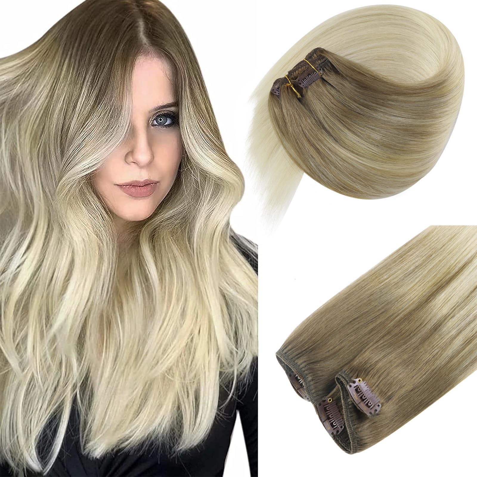 Foto 1 | Extensiones De Pelo Con Clip, Pelo Liso, Color Castaño Claro, 30 Cm - Venta Internacional.
