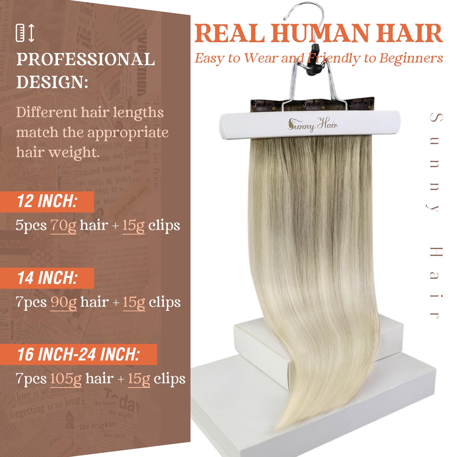 Foto 2 | Extensiones De Pelo Con Clip, Pelo Liso, Color Castaño Claro, 30 Cm - Venta Internacional.