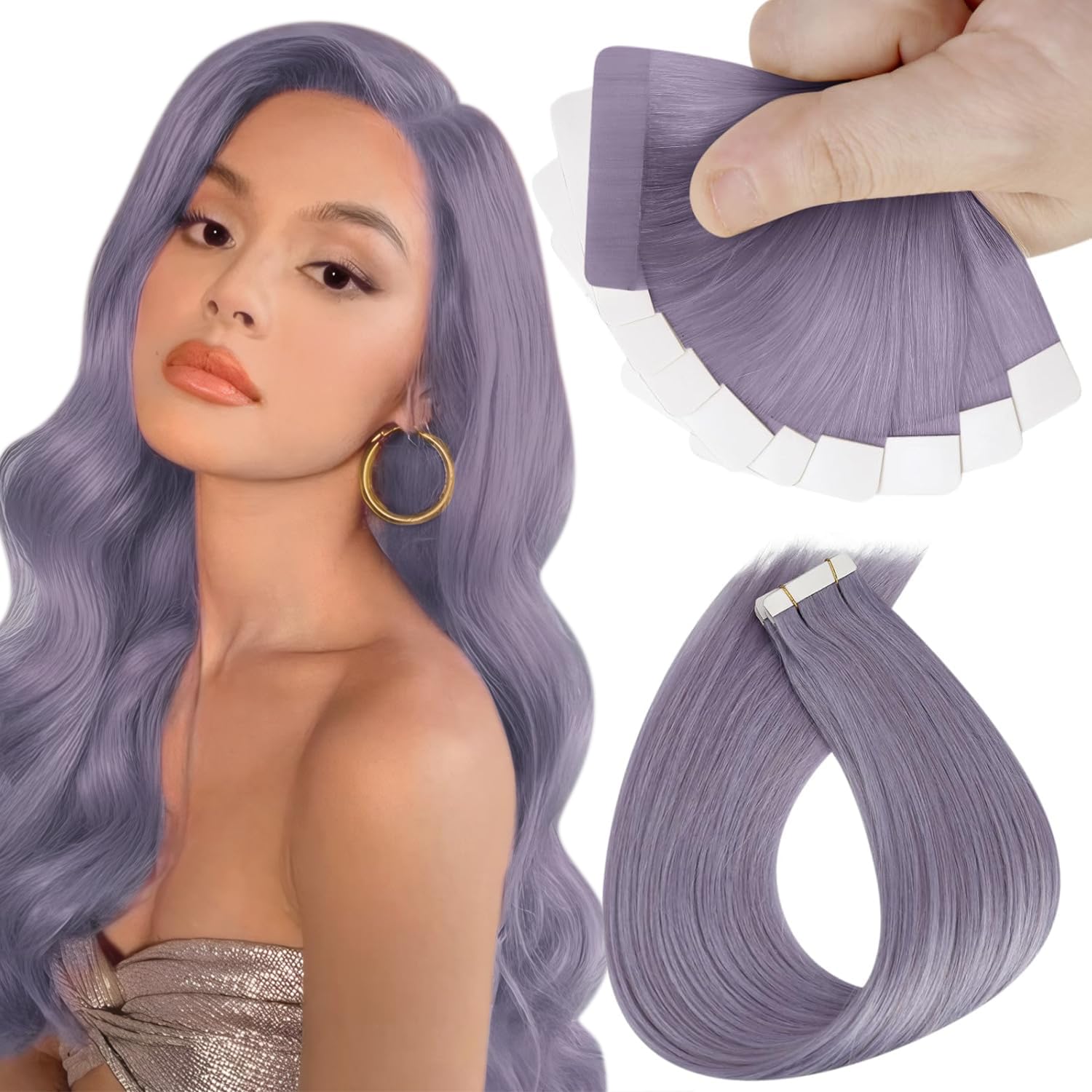 Foto 1 | Extensiones De Cabello Humano Con Cinta Adhesiva Sunny Hair, 25 G, 60 Cm, Color Morado - Venta Internacional.