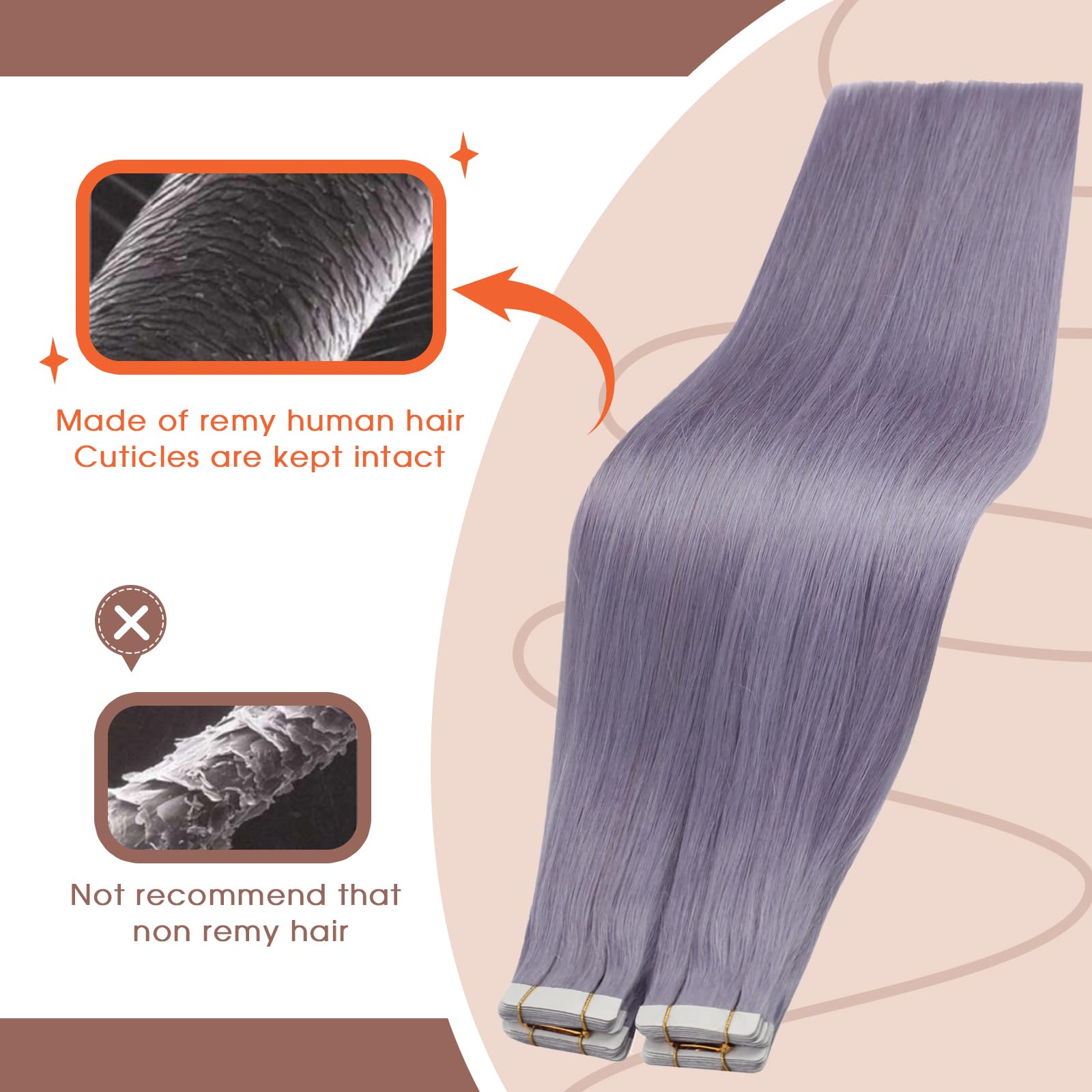 Foto 3 pulgar | Extensiones De Cabello Humano Con Cinta Adhesiva Sunny Hair, 25 G, 60 Cm, Color Morado - Venta Internacional.