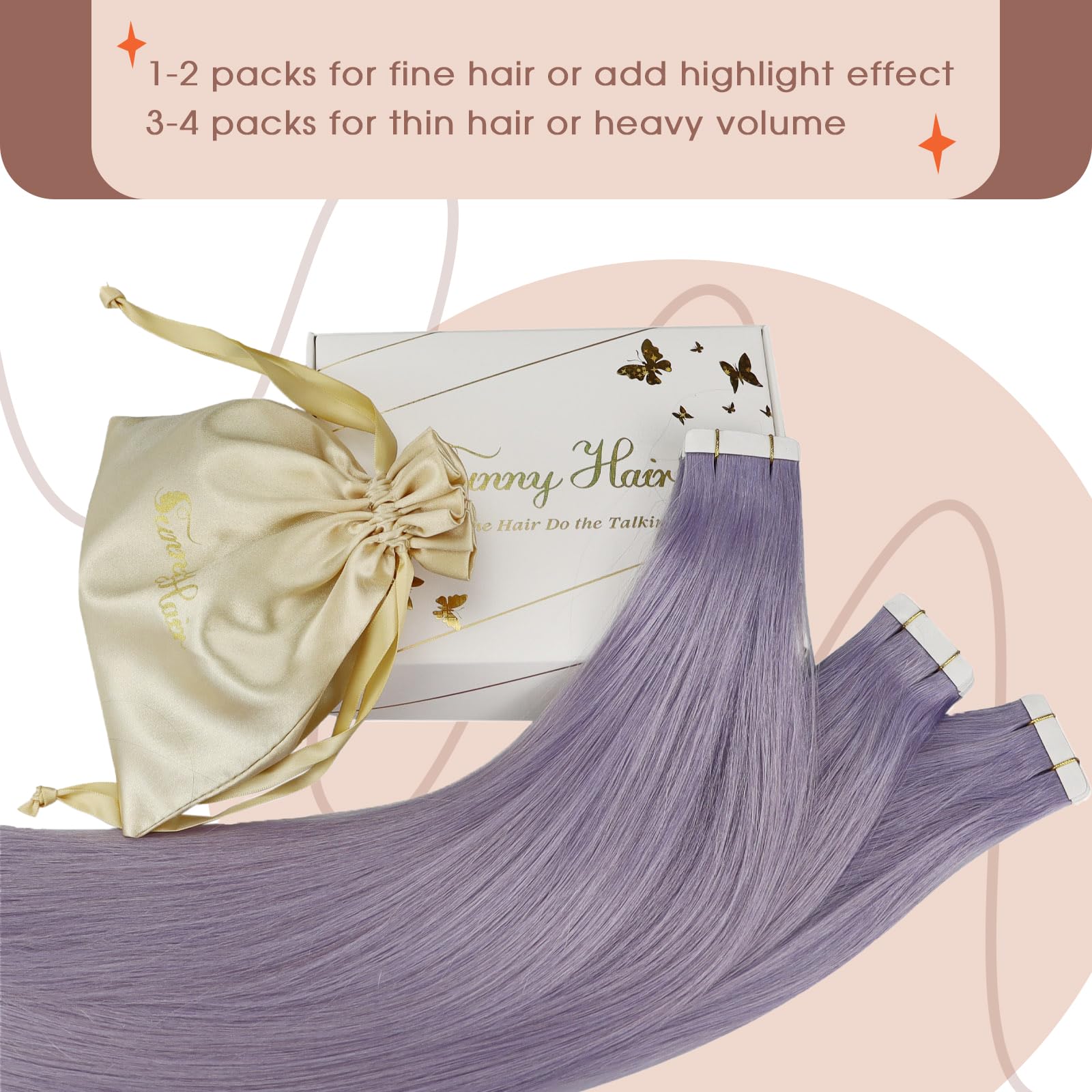 Foto 4 pulgar | Extensiones De Cabello Humano Con Cinta Adhesiva Sunny Hair, 25 G, 60 Cm, Color Morado - Venta Internacional.