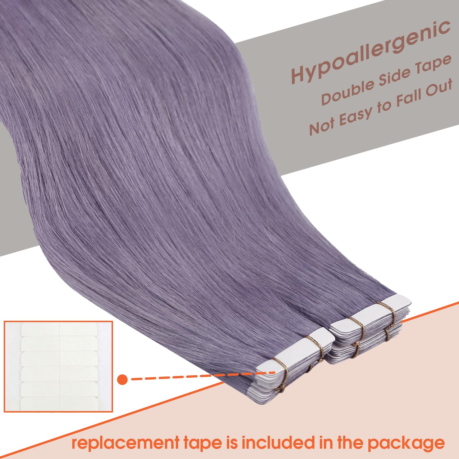Foto 5 pulgar | Extensiones De Cabello Humano Con Cinta Adhesiva Sunny Hair, 25 G, 60 Cm, Color Morado - Venta Internacional.