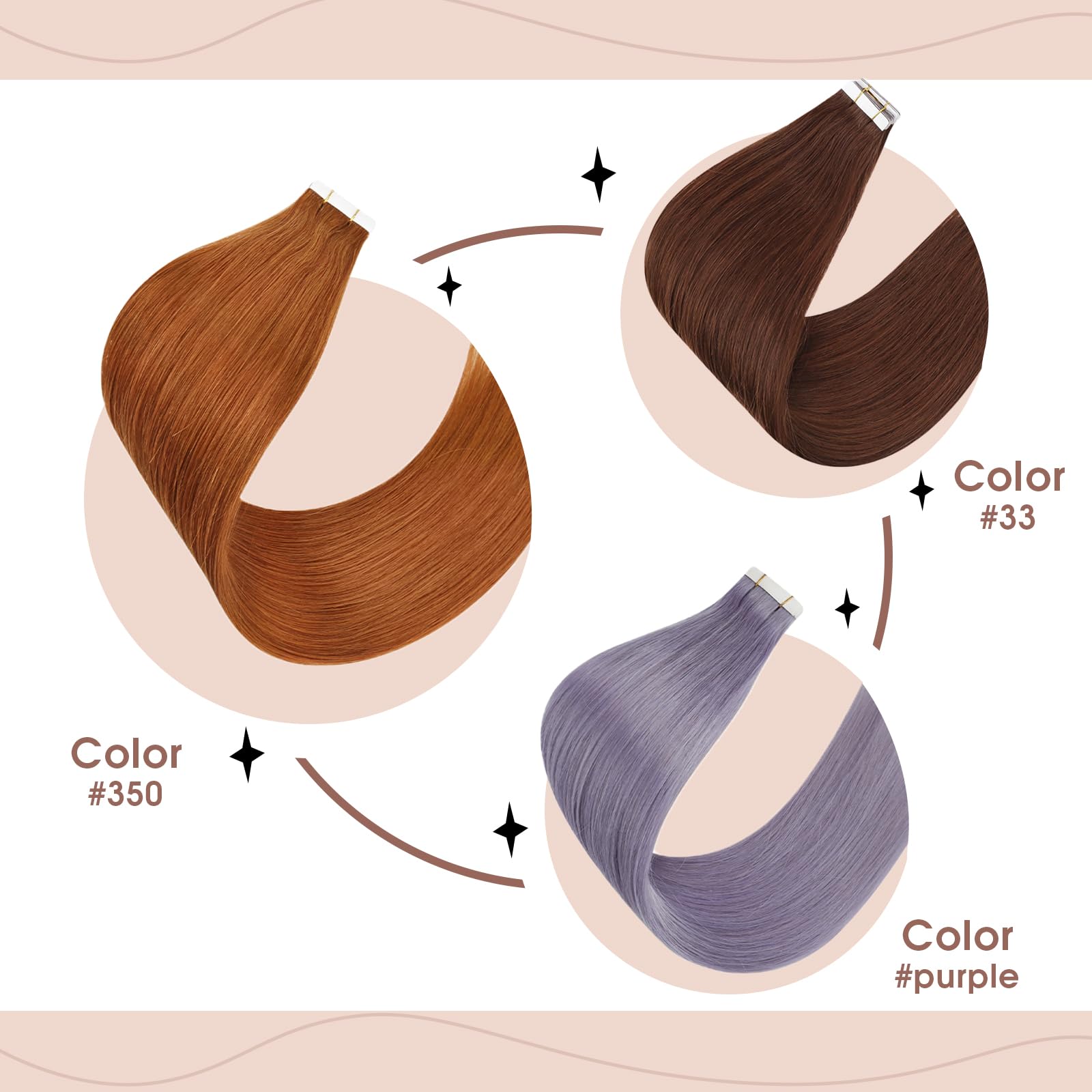Foto 7 pulgar | Extensiones De Cabello Humano Con Cinta Adhesiva Sunny Hair, 25 G, 60 Cm, Color Morado - Venta Internacional.