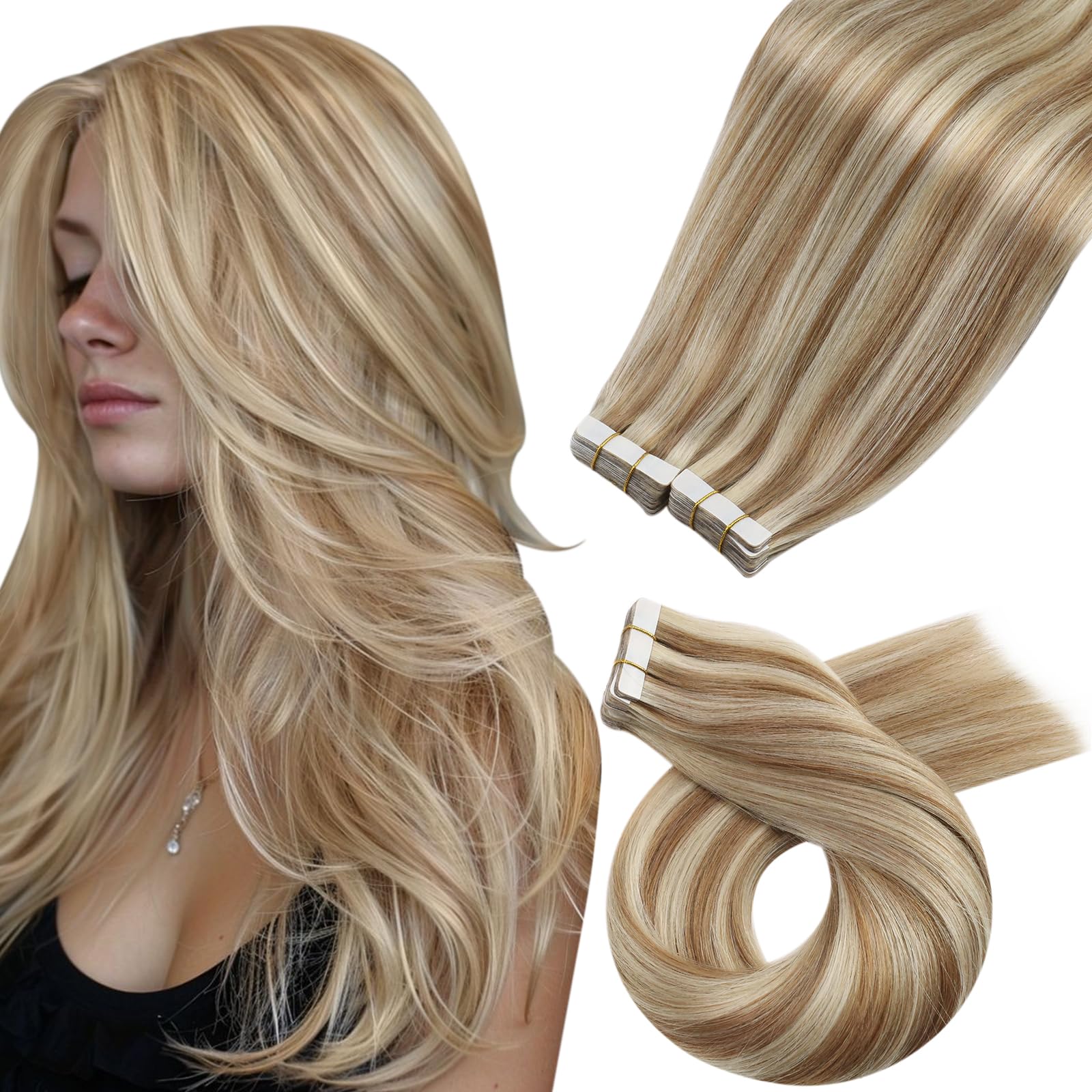 Foto 1 | Extensiones De Cabello Humano Corto Moresoo Con Cinta Adhesiva, 30 Cm, 40 Unidades - Venta Internacional.