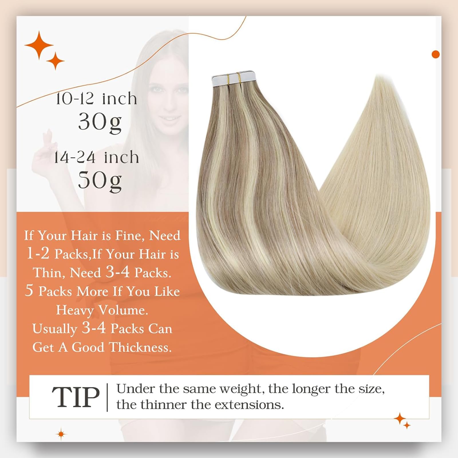 Foto 4 pulgar | Extensiones De Cabello Con Cinta Adhesiva Full Shine, 50 G, 20 Cm, De Rubio Ceniza A Rubio - Venta Internacional.