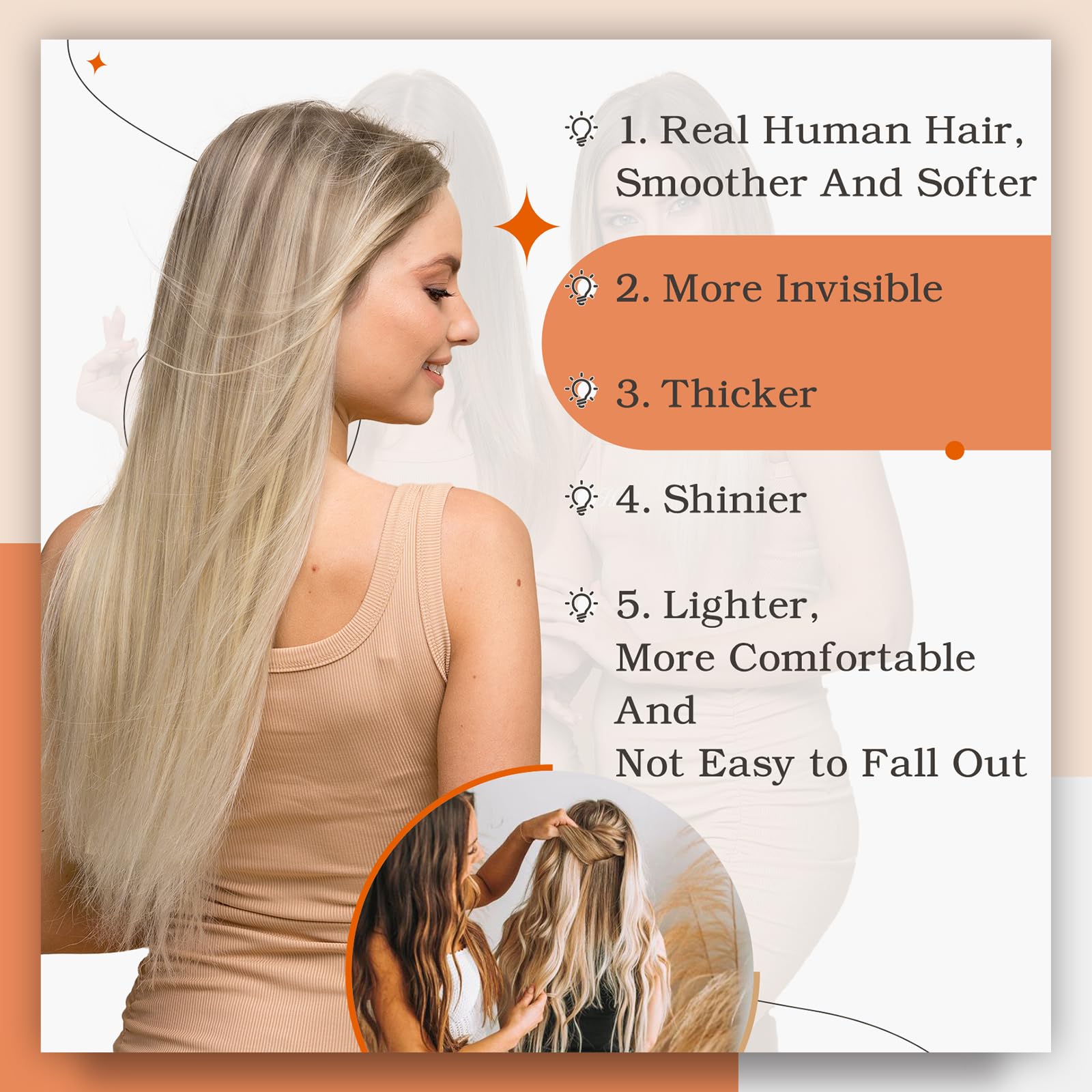 Foto 6 pulgar | Extensiones De Cabello Con Cinta Adhesiva Full Shine, 50 G, 20 Cm, De Rubio Ceniza A Rubio - Venta Internacional.