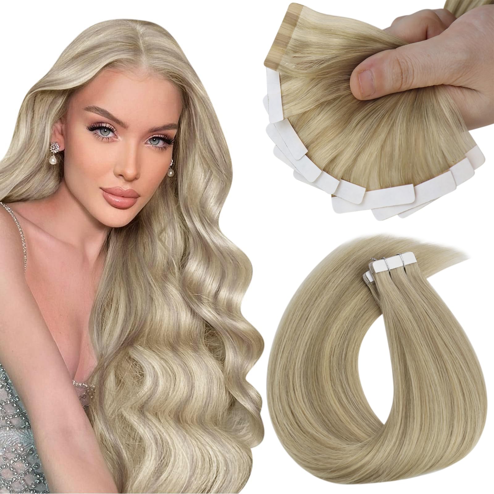 Foto 1 | Extensiones De Pelo Con Cinta Adhesiva, Cabello Humano Rubio, 22 Cm - Venta Internacional.