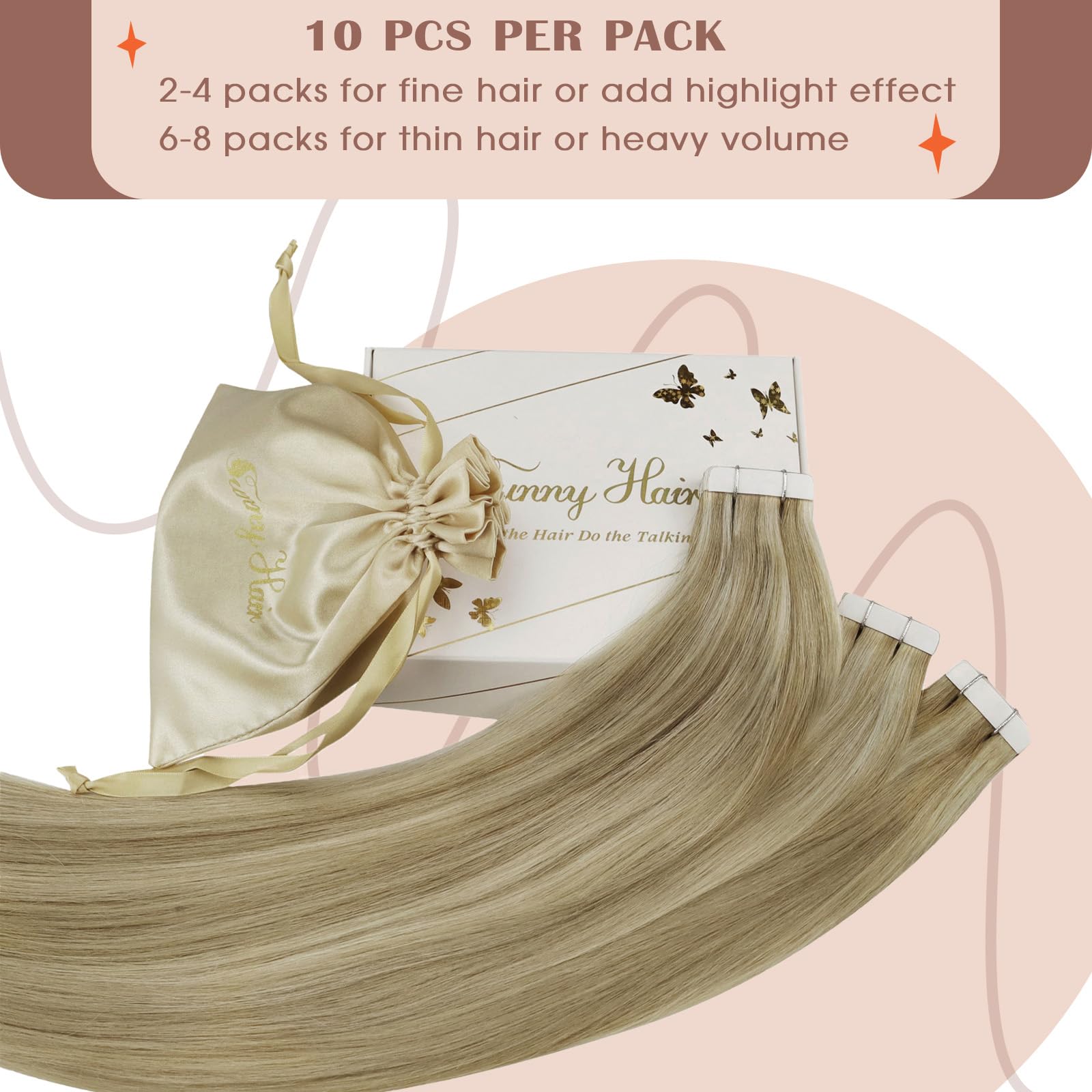 Foto 3 | Extensiones De Pelo Con Cinta Adhesiva, Cabello Humano Rubio, 22 Cm - Venta Internacional.