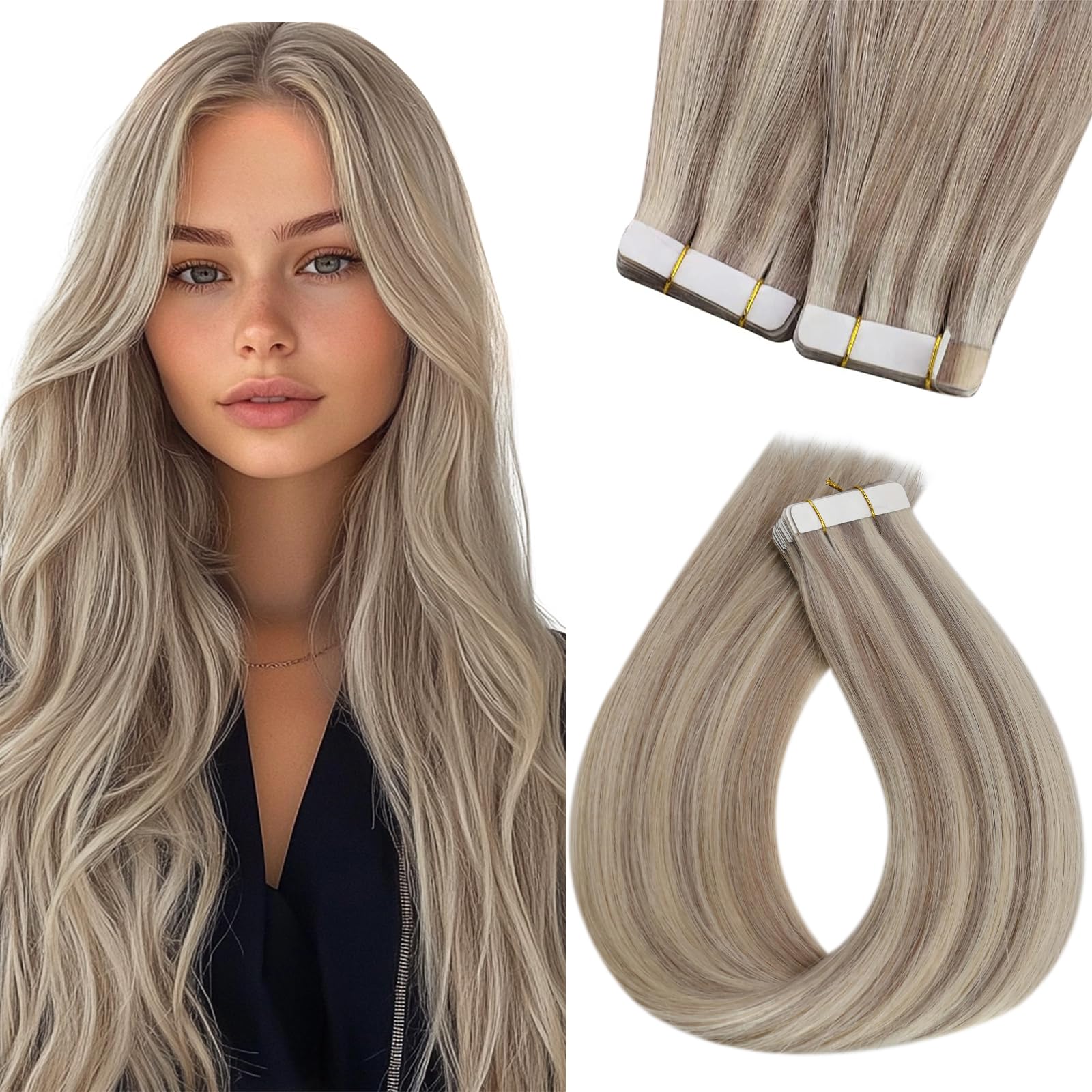 Foto 2 pulgar | Extensiones De Pelo Con Cinta Adhesiva Sunny Hair Dirty Blonde Highlight, 60 Cm - Venta Internacional.