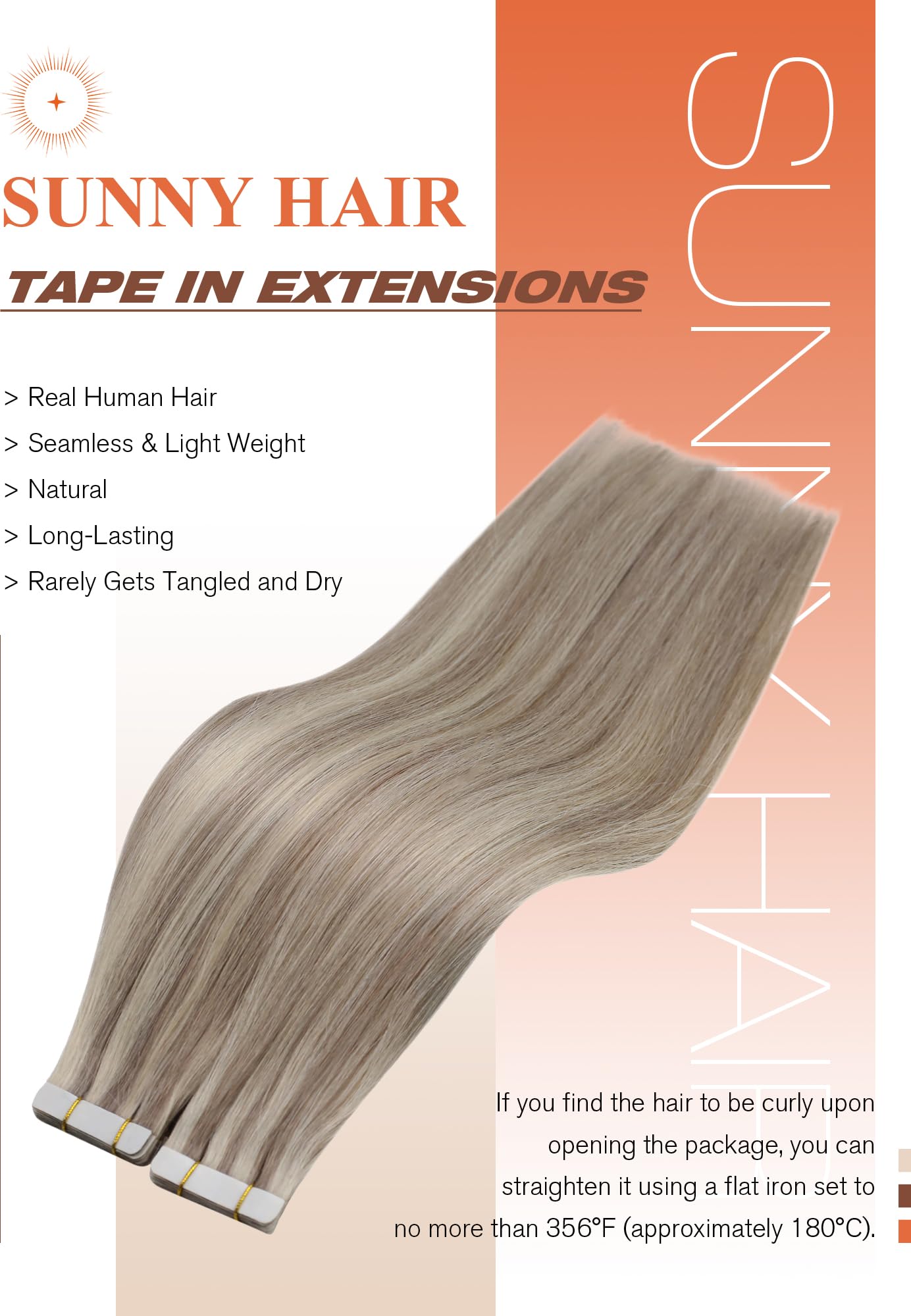 Foto 3 pulgar | Extensiones De Pelo Con Cinta Adhesiva Sunny Hair Dirty Blonde Highlight, 60 Cm - Venta Internacional.