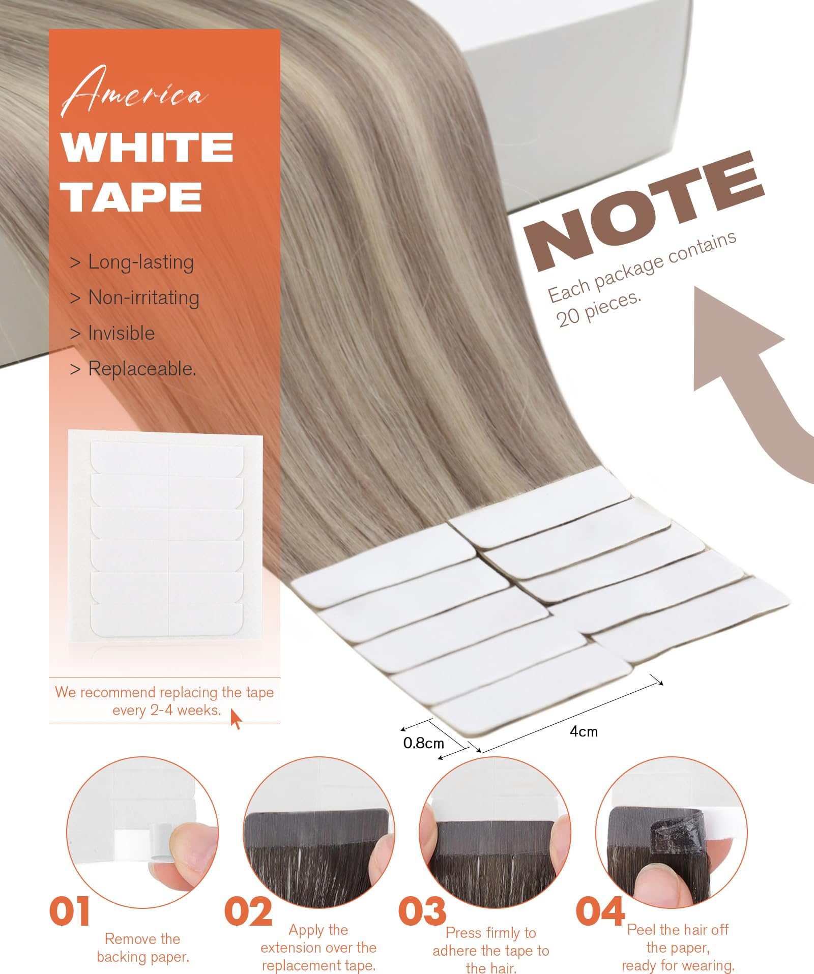 Foto 4 pulgar | Extensiones De Pelo Con Cinta Adhesiva Sunny Hair Dirty Blonde Highlight, 60 Cm - Venta Internacional.
