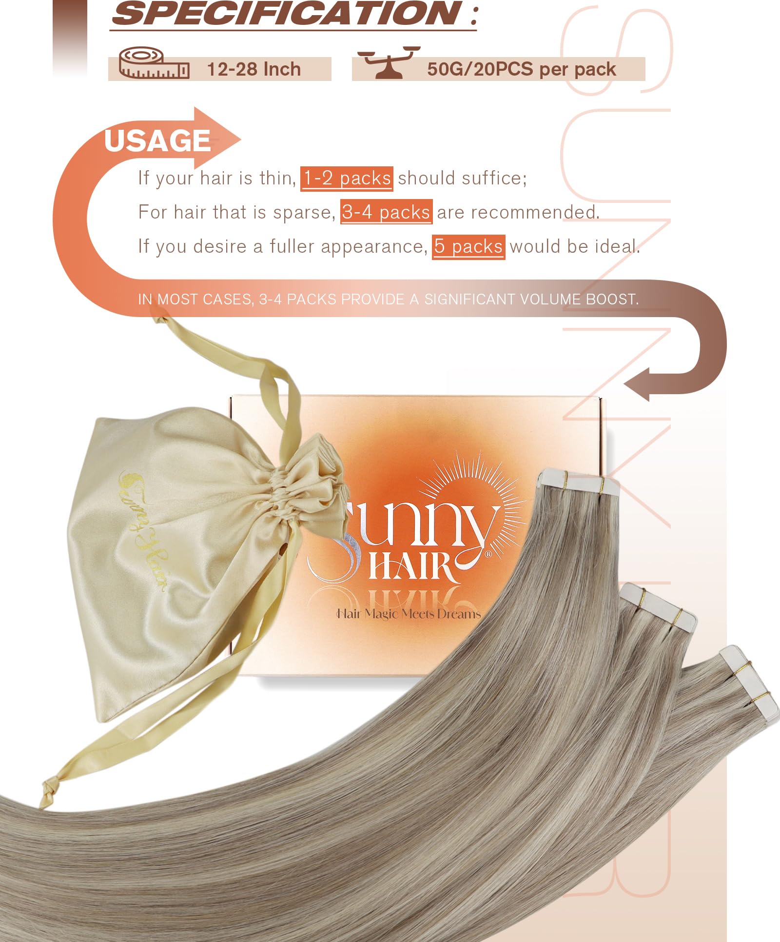 Foto 6 pulgar | Extensiones De Pelo Con Cinta Adhesiva Sunny Hair Dirty Blonde Highlight, 60 Cm - Venta Internacional.