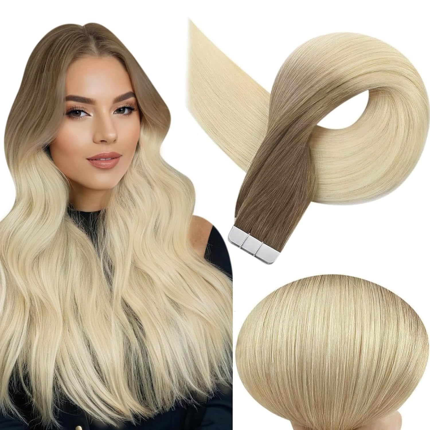 Foto 2 pulgar | Extensiones De Cabello Con Cinta Adhesiva Full Shine Balayage 3/8/613, 50 G - Venta Internacional.