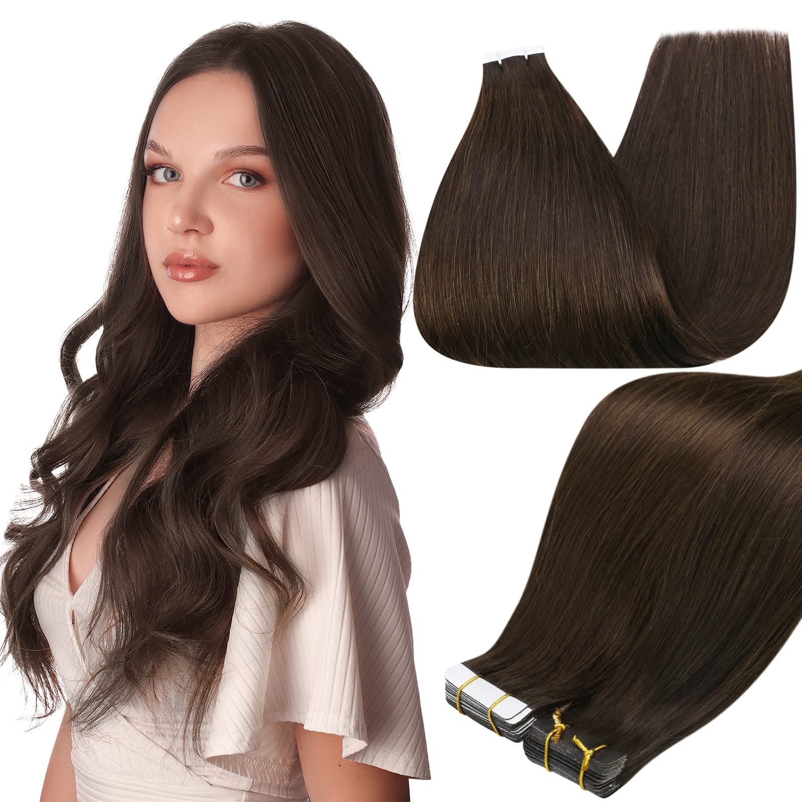 Foto 2 pulgar | Extensiones De Pelo Con Cinta Adhesiva Full Shine Darkest Brown, 60 Cm, 50 G - Venta Internacional.