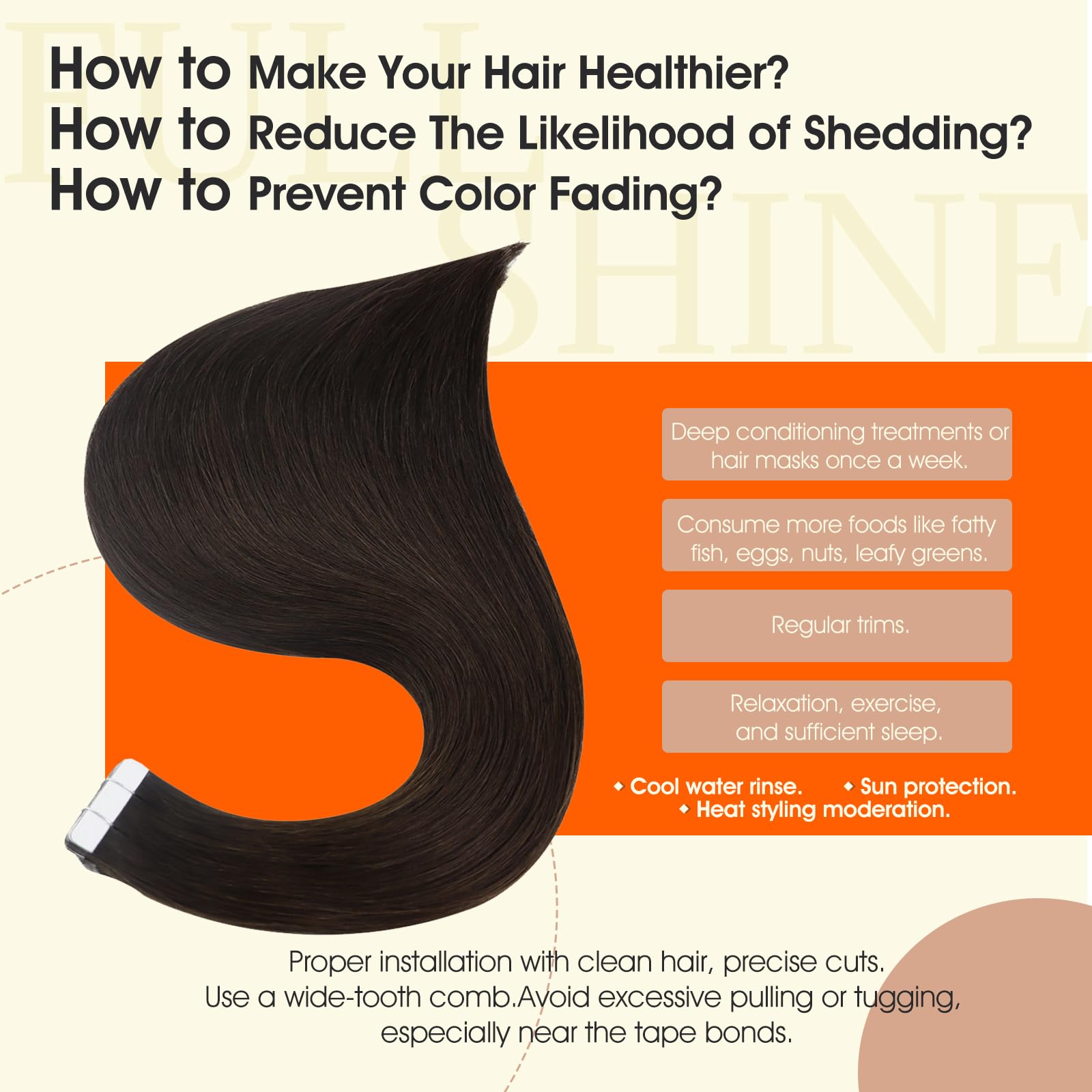 Foto 4 pulgar | Extensiones De Pelo Con Cinta Adhesiva Full Shine Darkest Brown, 60 Cm, 50 G - Venta Internacional.