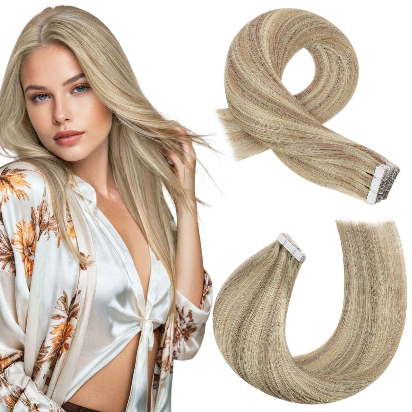 Foto 2 pulgar | Extensiones De Cabello Humano Rubio Moresoo Con Cinta Adhesiva, 60 Cm, 50 G - Venta Internacional.